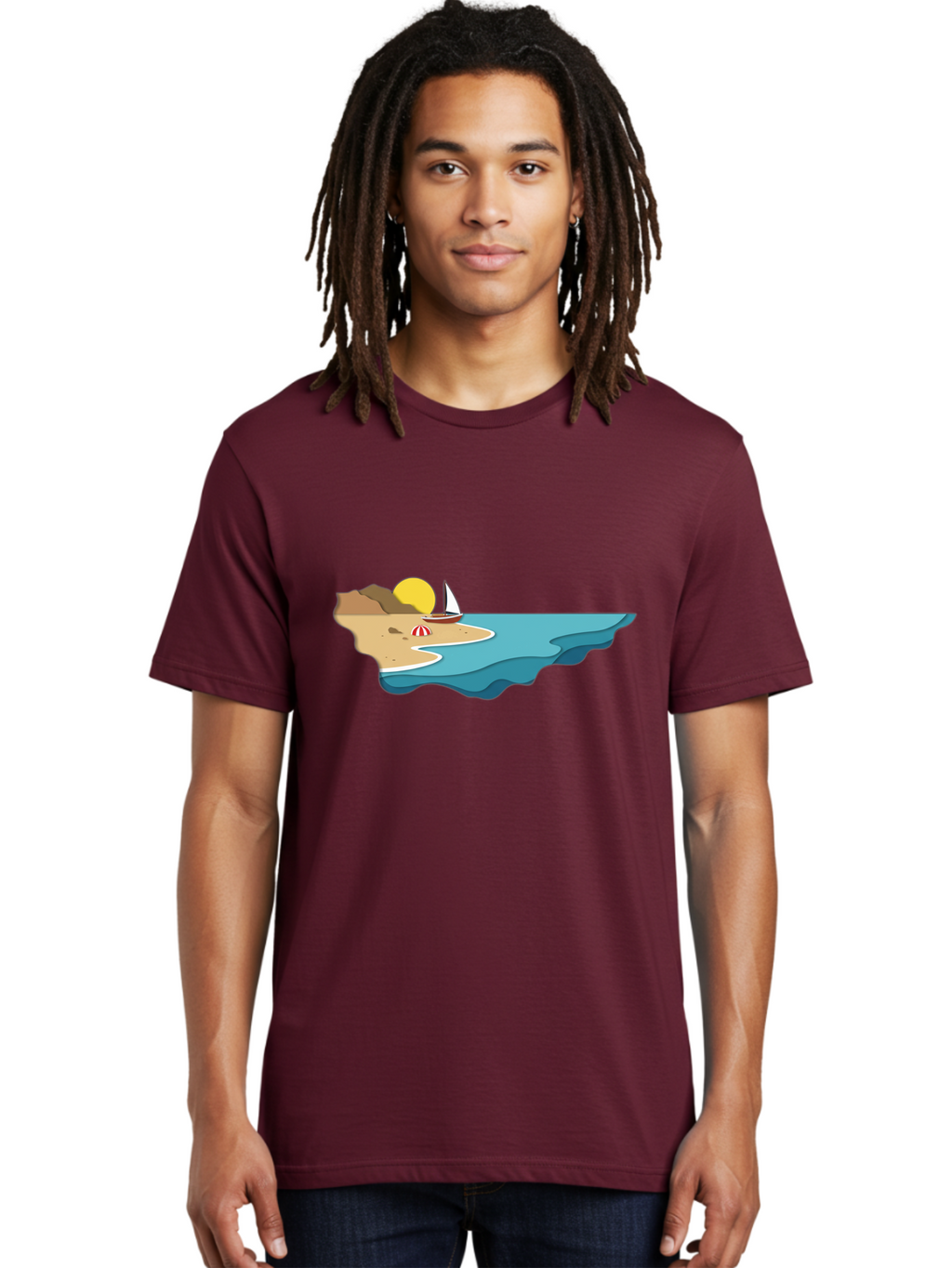 Island-With-Sailboat Men'S Graphic Tee, 100% Cotton, Comfortable Casual Summer Wear, Machine Washable, Vintage Camera, Old Camera, Antique Camera, Black Camera, Classic Photography, Photography Equipment, Nostalgic Device, Film Camera, Bak771