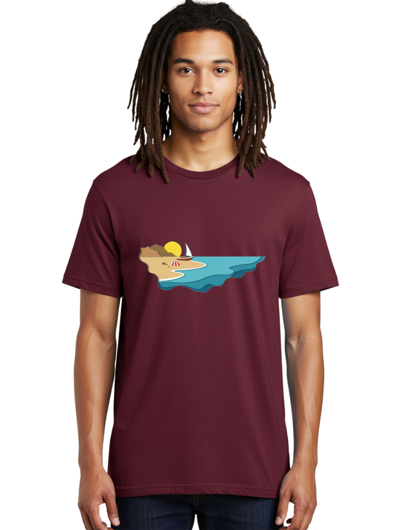 Island-With-Sailboat Men'S Graphic Tee, 100% Cotton, Comfortable Casual Summer Wear, Machine Washable, Vintage Camera, Old Camera, Antique Camera, Black Camera, Classic Photography, Photography Equipment, Nostalgic Device, Film Camera, Bak771
