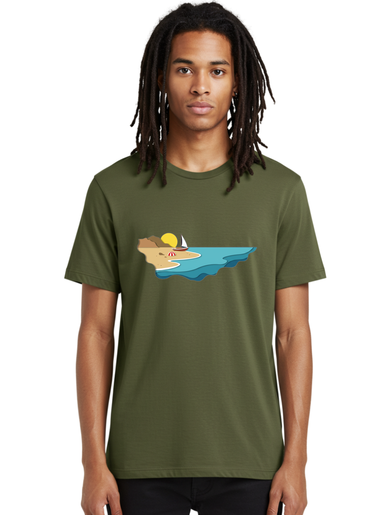 Island-With-Sailboat Men'S Graphic Tee, 100% Cotton, Comfortable Casual Summer Wear, Machine Washable, Vintage Camera, Old Camera, Antique Camera, Black Camera, Classic Photography, Photography Equipment, Nostalgic Device, Film Camera, Bak771