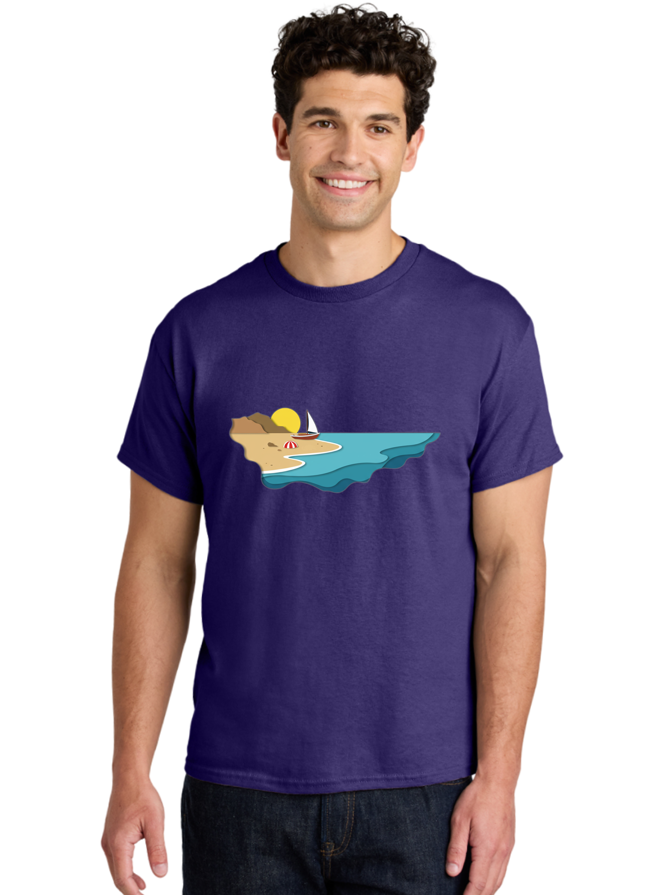 Island-With-Sailboat Men'S Graphic Tee, 100% Cotton, Comfortable Casual Summer Wear, Machine Washable, Vintage Camera, Old Camera, Antique Camera, Black Camera, Classic Photography, Photography Equipment, Nostalgic Device, Film Camera, Bak771