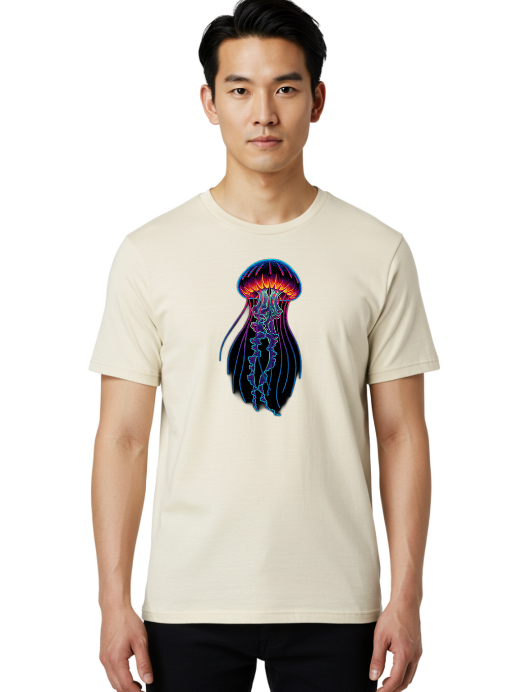 Jellyfish-Illustration Men'S Graphic Tee, 100% Cotton, Comfortable Casual Summer Wear, Machine Washable, Vintage Camera, Old Camera, Antique Camera, Black Camera, Classic Photography, Photography Equipment, Nostalgic Device, Film Camera, Bak773
