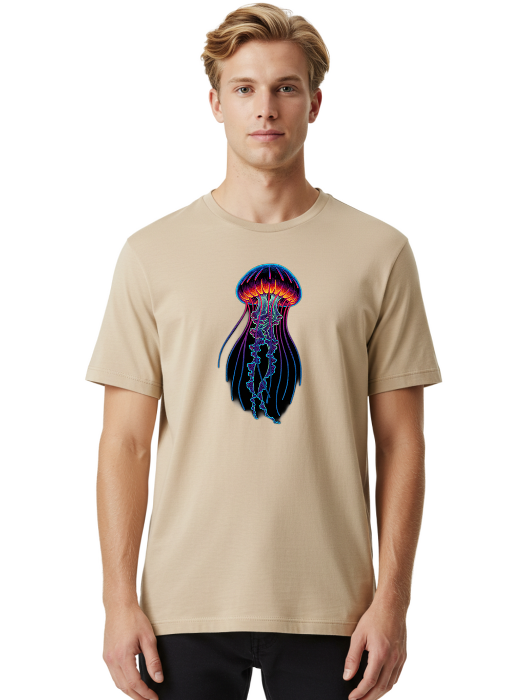 Jellyfish-Illustration Men'S Graphic Tee, 100% Cotton, Comfortable Casual Summer Wear, Machine Washable, Vintage Camera, Old Camera, Antique Camera, Black Camera, Classic Photography, Photography Equipment, Nostalgic Device, Film Camera, Bak773