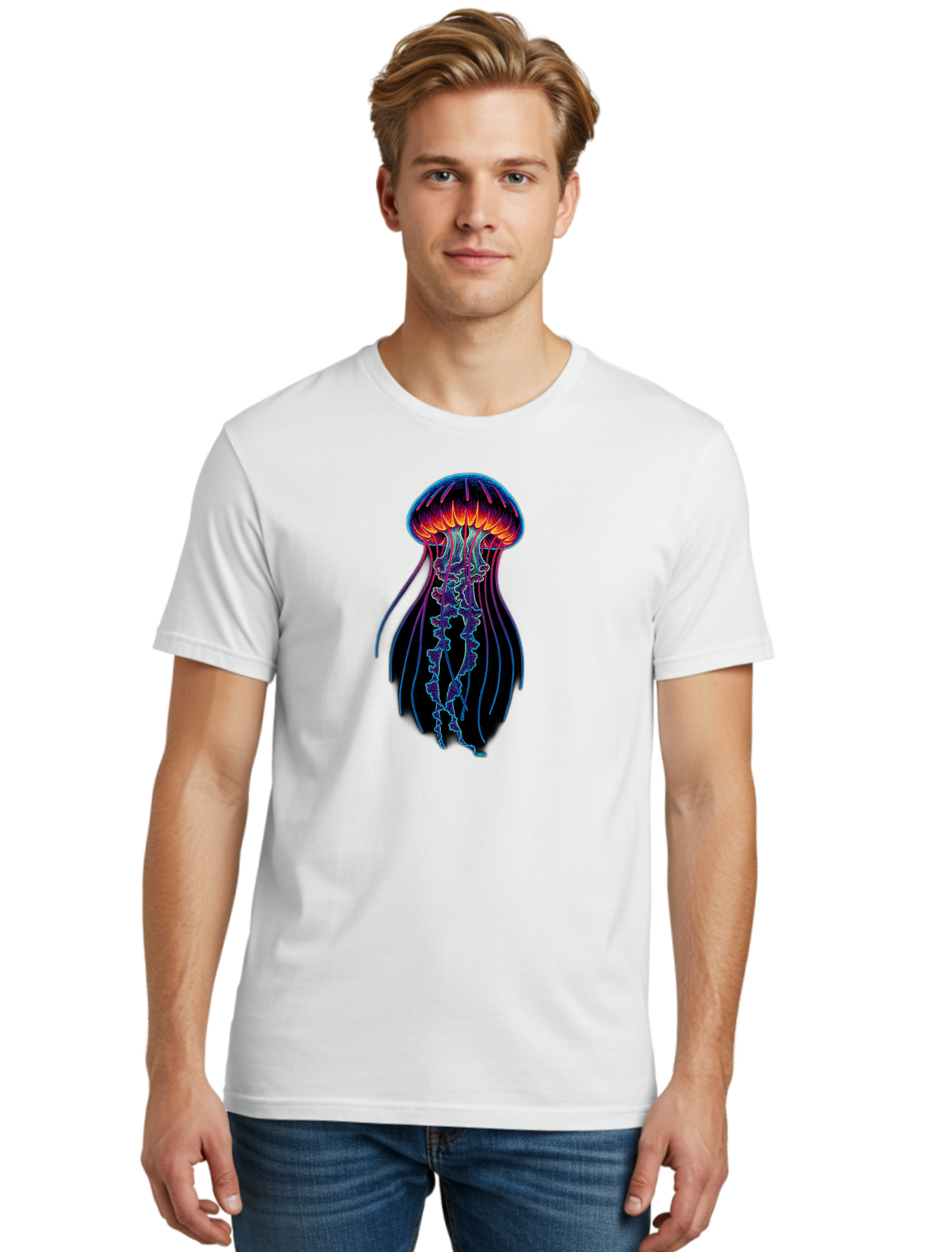 Jellyfish-Illustration Men'S Graphic Tee, 100% Cotton, Comfortable Casual Summer Wear, Machine Washable, Vintage Camera, Old Camera, Antique Camera, Black Camera, Classic Photography, Photography Equipment, Nostalgic Device, Film Camera, Bak773