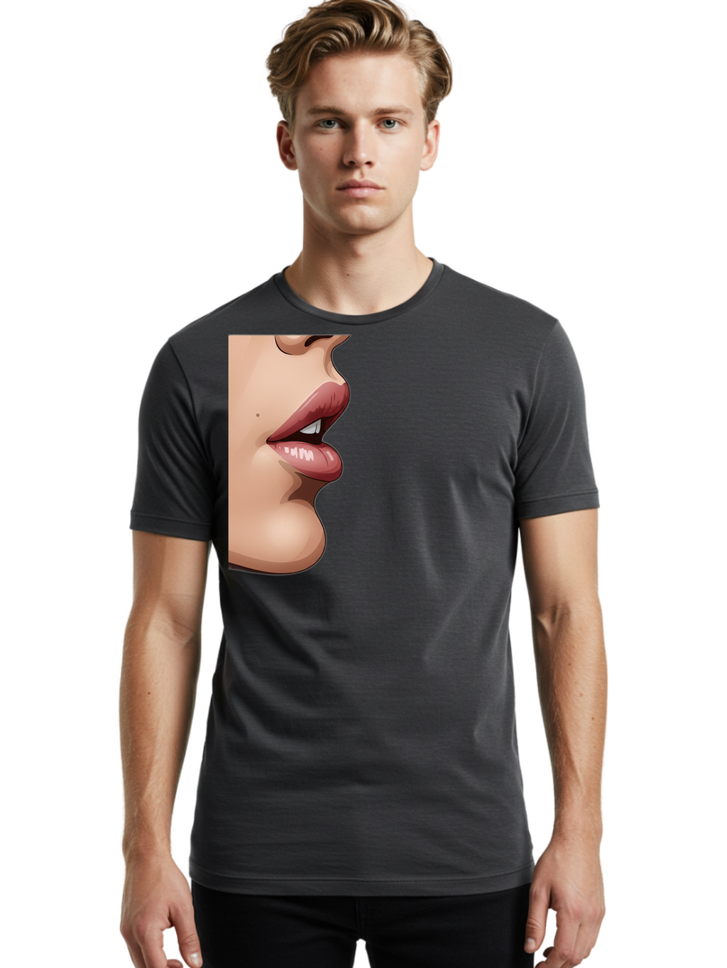 Kissing-Lips Men'S Graphic Tee, 100% Cotton, Comfortable Casual Summer Wear, Machine Washable, Vintage Camera, Old Camera, Antique Camera, Black Camera, Classic Photography, Photography Equipment, Nostalgic Device, Film Camera, Camera Art Bak777