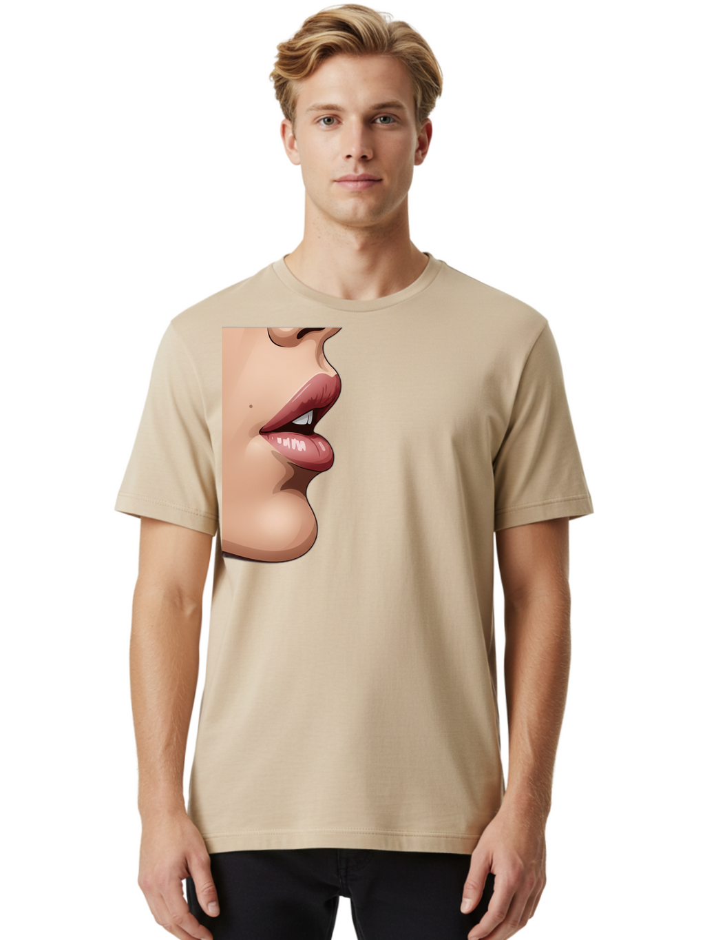 Kissing-Lips Men'S Graphic Tee, 100% Cotton, Comfortable Casual Summer Wear, Machine Washable, Vintage Camera, Old Camera, Antique Camera, Black Camera, Classic Photography, Photography Equipment, Nostalgic Device, Film Camera, Camera Art Bak777