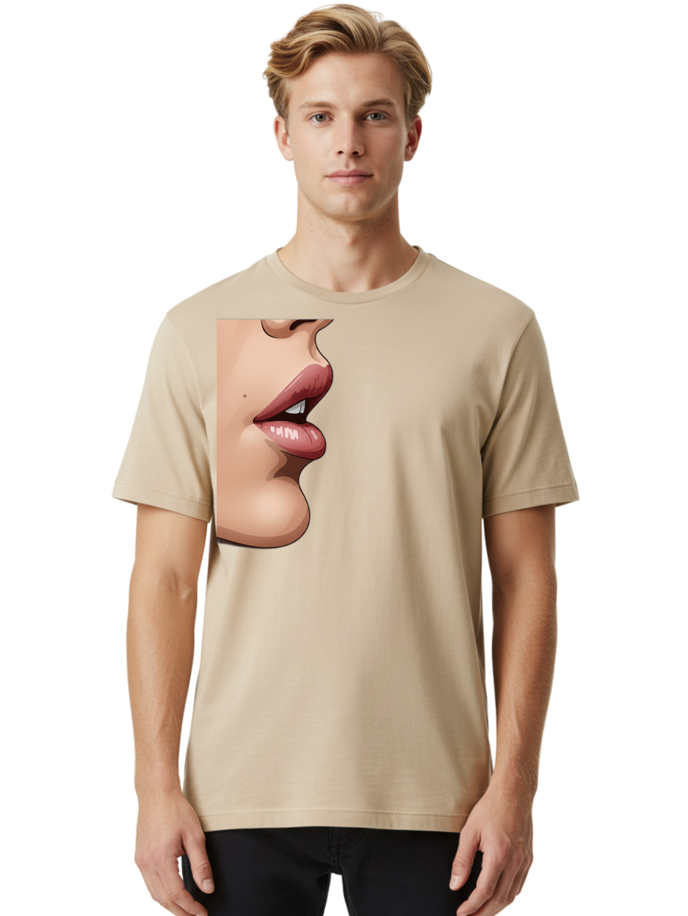 Kissing-Lips Men'S Graphic Tee, 100% Cotton, Comfortable Casual Summer Wear, Machine Washable, Vintage Camera, Old Camera, Antique Camera, Black Camera, Classic Photography, Photography Equipment, Nostalgic Device, Film Camera, Camera Art Bak777