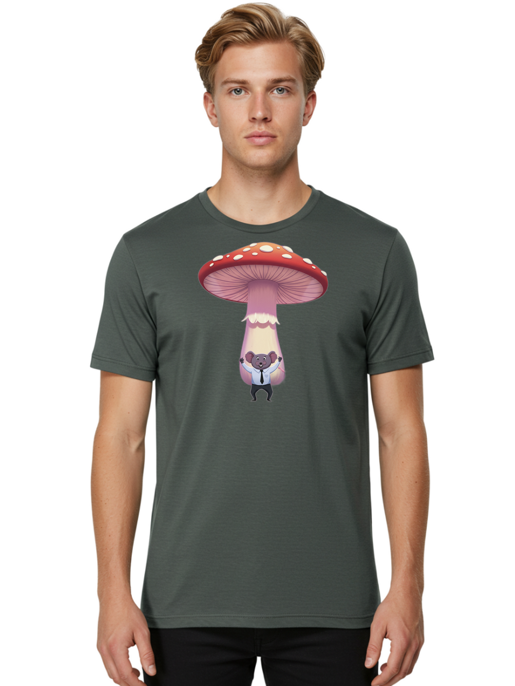 Koala-In-Mushroom Men'S Graphic Tee, 100% Cotton, Comfortable Casual Summer Wear, Machine Washable, Vintage Camera, Old Camera, Antique Camera, Black Camera, Classic Photography, Photography Equipment, Nostalgic Device, Film Camera, Camera Art Bak779