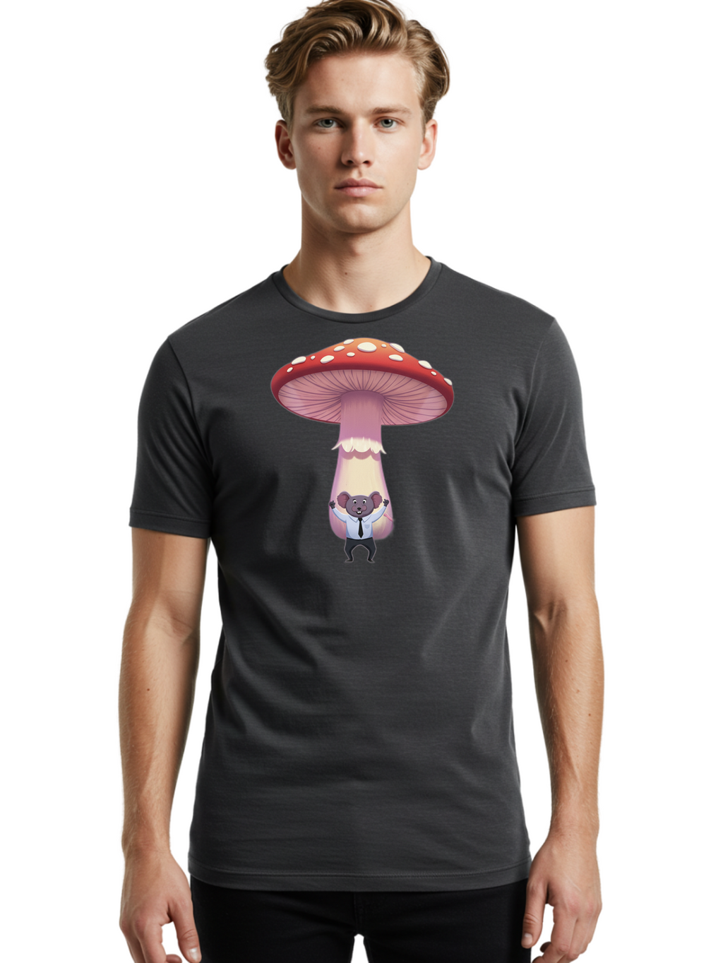 Koala-In-Mushroom Men'S Graphic Tee, 100% Cotton, Comfortable Casual Summer Wear, Machine Washable, Vintage Camera, Old Camera, Antique Camera, Black Camera, Classic Photography, Photography Equipment, Nostalgic Device, Film Camera, Camera Art Bak779
