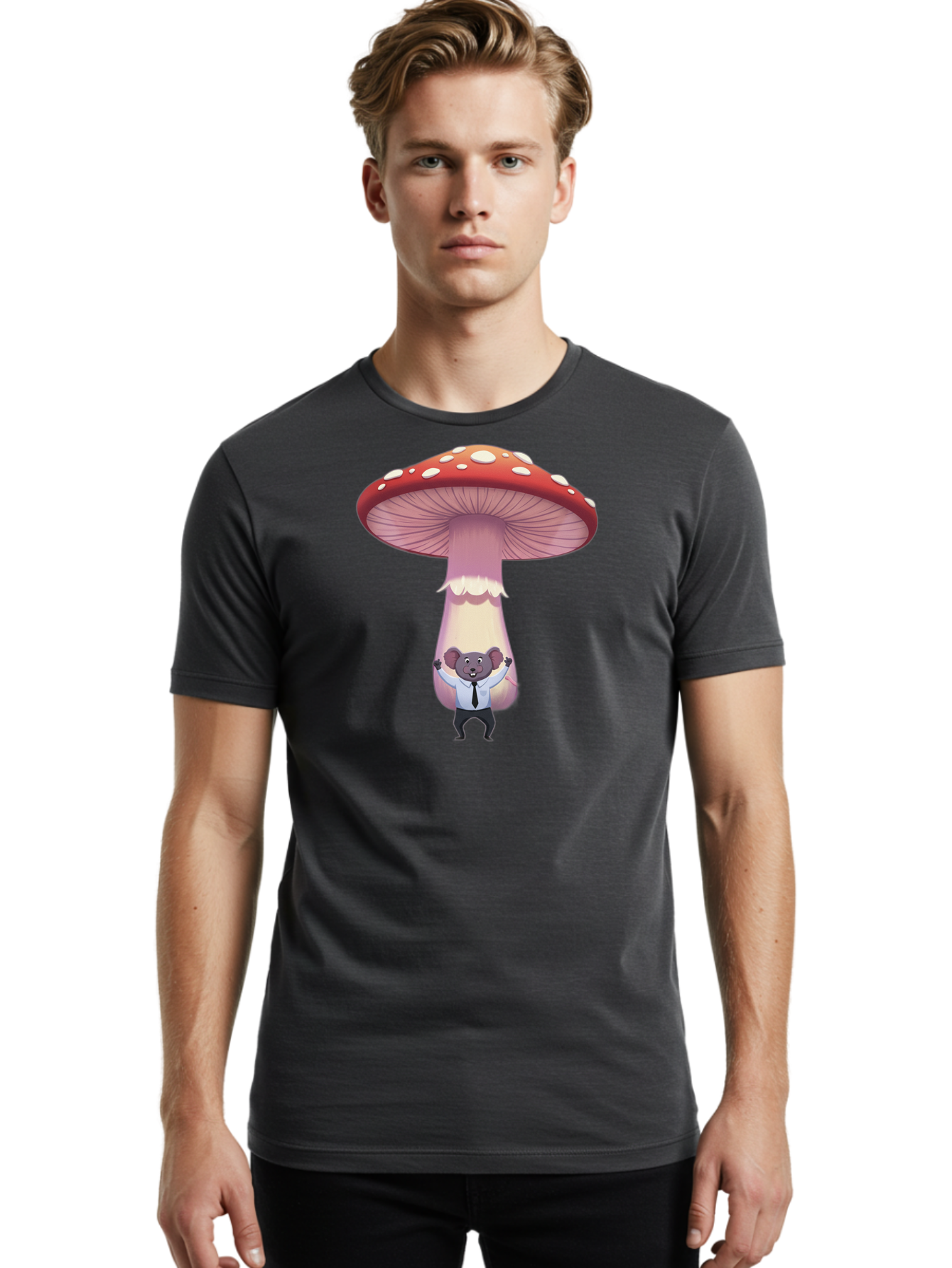 Koala-In-Mushroom Men'S Graphic Tee, 100% Cotton, Comfortable Casual Summer Wear, Machine Washable, Vintage Camera, Old Camera, Antique Camera, Black Camera, Classic Photography, Photography Equipment, Nostalgic Device, Film Camera, Camera Art Bak779