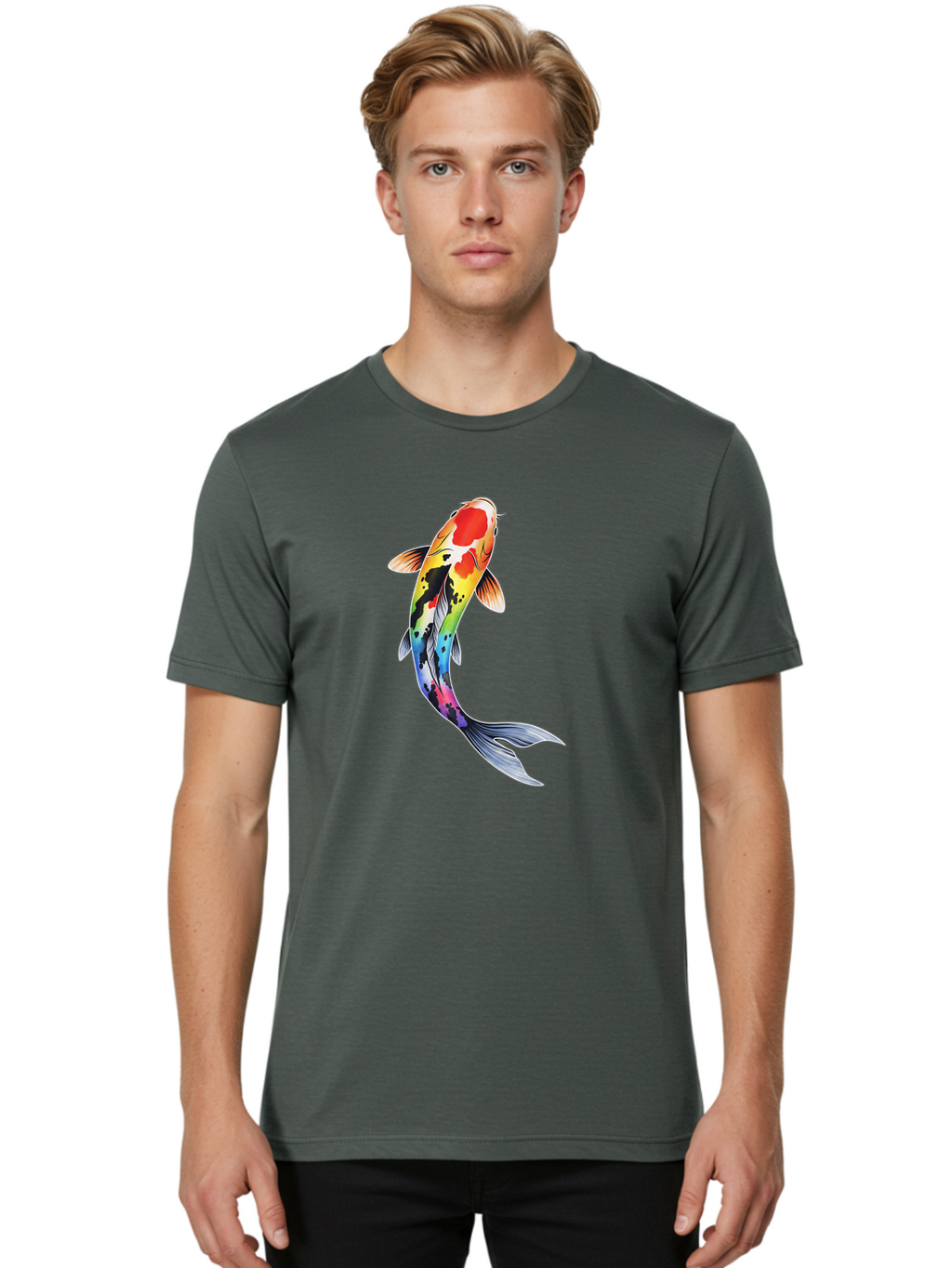 Koi-Fish-1 Men'S Graphic Tee, 100% Cotton, Comfortable Casual Summer Wear, Machine Washable, Vintage Camera, Old Camera, Antique Camera, Black Camera, Classic Photography, Photography Equipment, Nostalgic Device, Film Camera, Camera Art Bak781