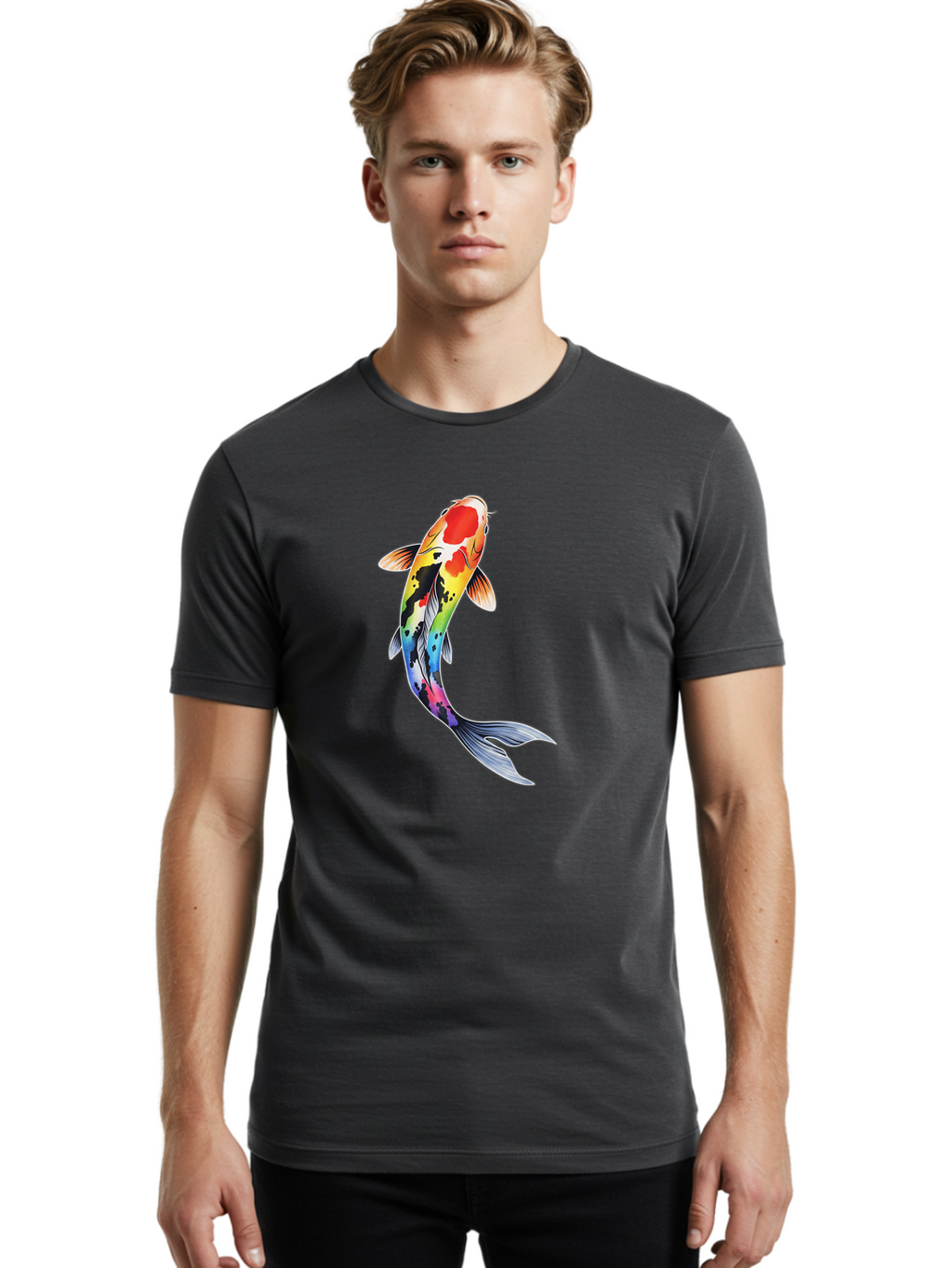 Koi-Fish-1 Men'S Graphic Tee, 100% Cotton, Comfortable Casual Summer Wear, Machine Washable, Vintage Camera, Old Camera, Antique Camera, Black Camera, Classic Photography, Photography Equipment, Nostalgic Device, Film Camera, Camera Art Bak781