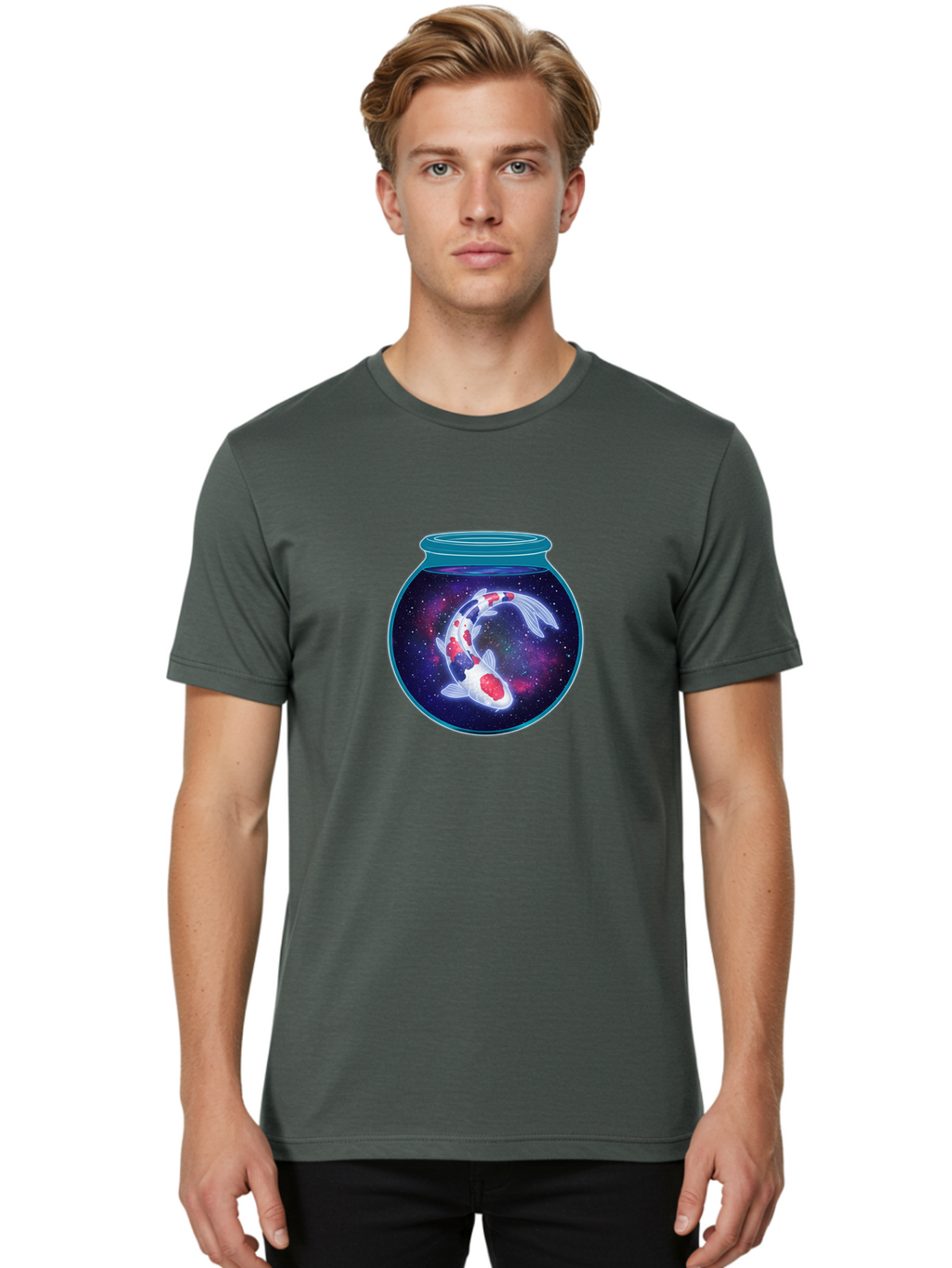 Koi-Fish-Bowl-Galaxy Men'S Graphic Tee, 100% Cotton, Comfortable Casual Summer Wear, Machine Washable, Vintage Camera, Old Camera, Antique Camera, Black Camera, Classic Photography, Photography Equipment, Nostalgic Device, Film Camera, Bak788