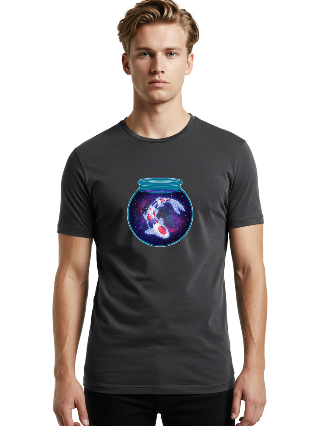 Koi-Fish-Bowl-Galaxy Men'S Graphic Tee, 100% Cotton, Comfortable Casual Summer Wear, Machine Washable, Vintage Camera, Old Camera, Antique Camera, Black Camera, Classic Photography, Photography Equipment, Nostalgic Device, Film Camera, Bak788