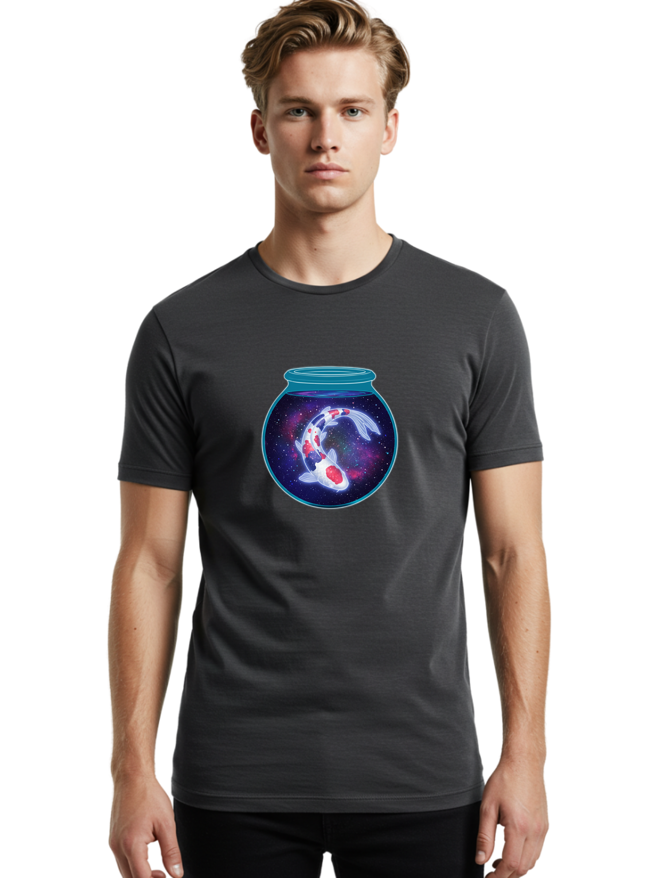 Koi-Fish-Bowl-Galaxy Men'S Graphic Tee, 100% Cotton, Comfortable Casual Summer Wear, Machine Washable, Vintage Camera, Old Camera, Antique Camera, Black Camera, Classic Photography, Photography Equipment, Nostalgic Device, Film Camera, Bak788
