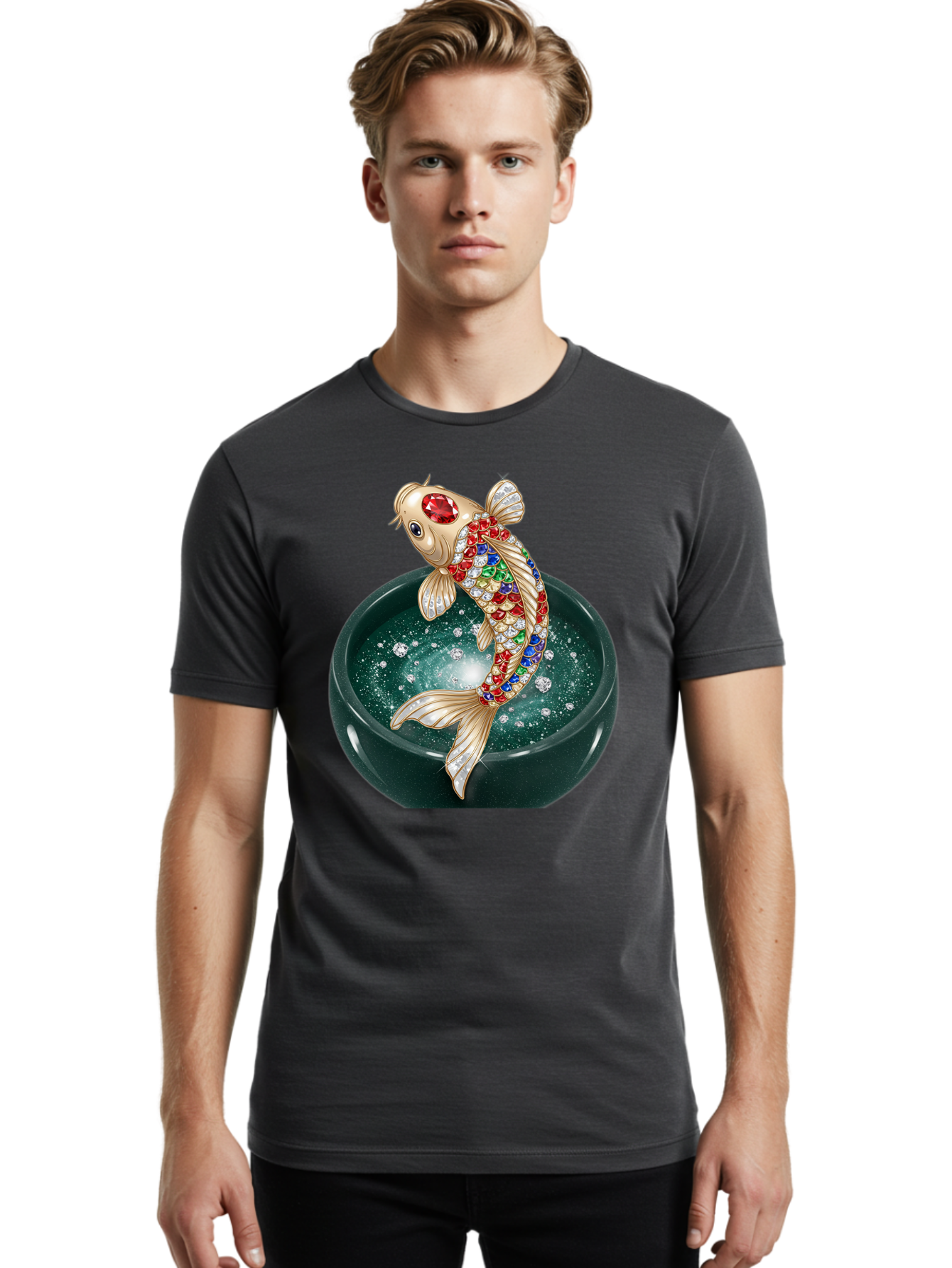 Koi-Fish-Brooch Men'S Graphic Tee, 100% Cotton, Comfortable Casual Summer Wear, Machine Washable, Vintage Camera, Old Camera, Antique Camera, Black Camera, Classic Photography, Photography Equipment, Nostalgic Device, Film Camera, Camera Art Bak790