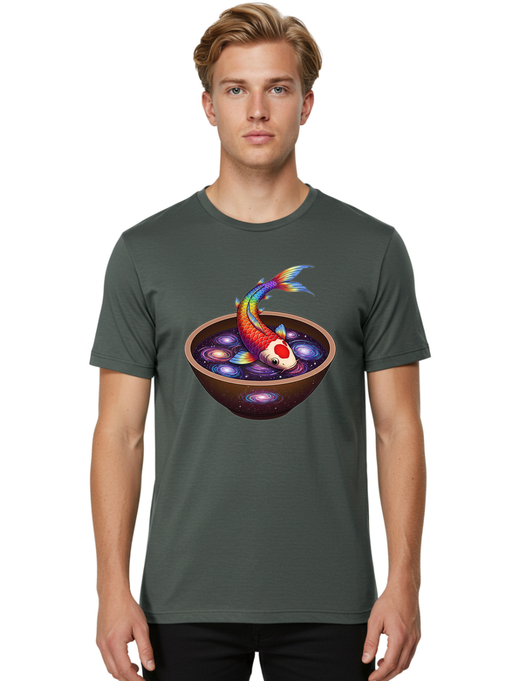 Koi-Fish-Galaxy-Bowl Men'S Graphic Tee, 100% Cotton, Comfortable Casual Summer Wear, Machine Washable, Vintage Camera, Old Camera, Antique Camera, Black Camera, Classic Photography, Photography Equipment, Nostalgic Device, Film Camera, Bak791