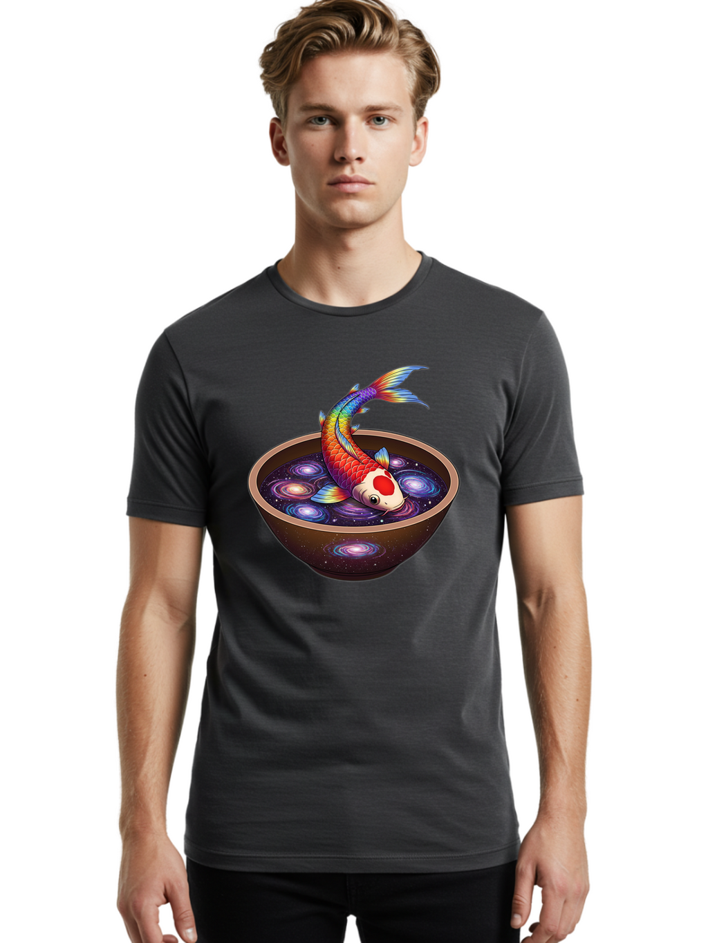 Koi-Fish-Galaxy-Bowl Men'S Graphic Tee, 100% Cotton, Comfortable Casual Summer Wear, Machine Washable, Vintage Camera, Old Camera, Antique Camera, Black Camera, Classic Photography, Photography Equipment, Nostalgic Device, Film Camera, Bak791