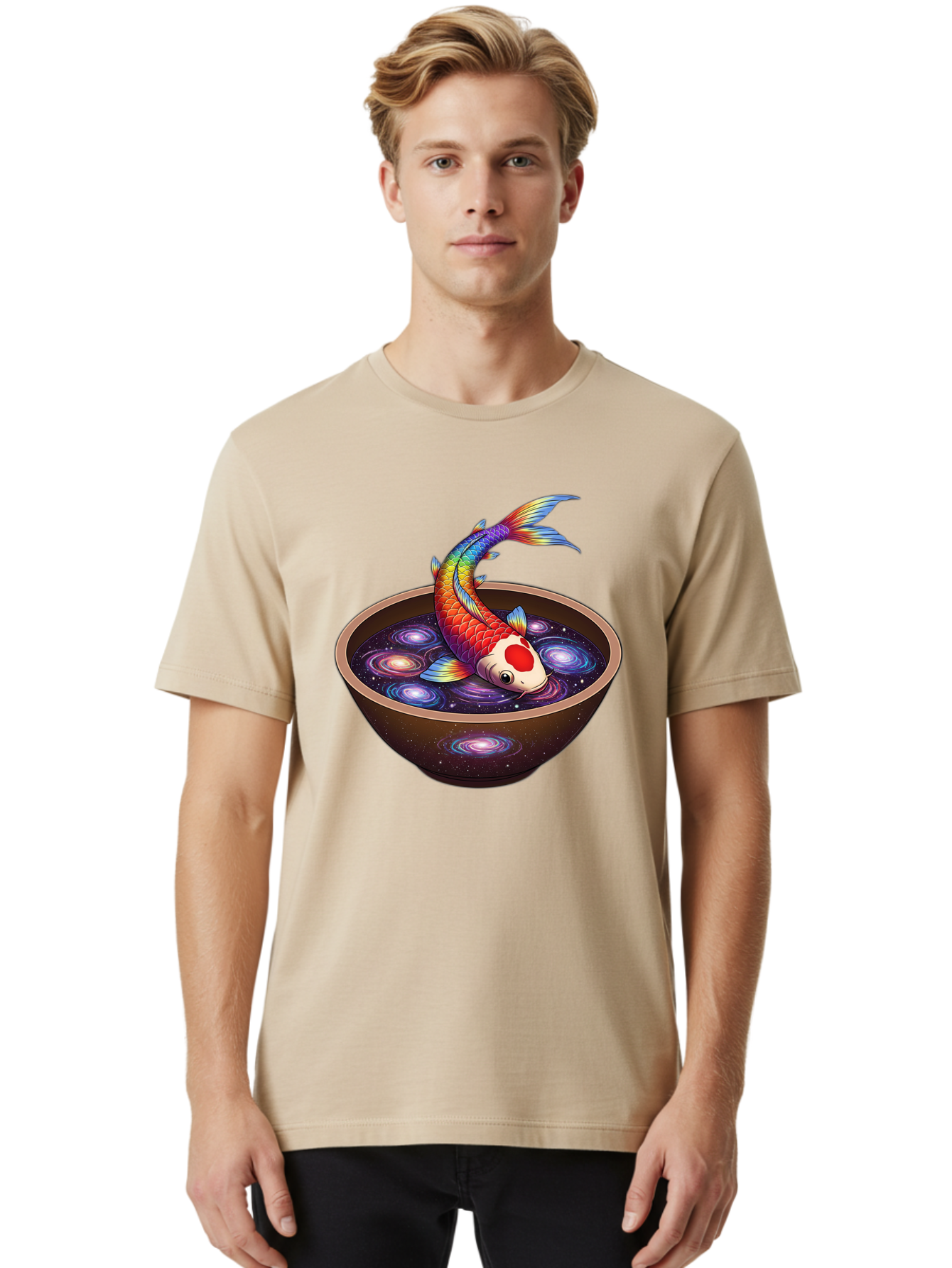 Koi-Fish-Galaxy-Bowl Men'S Graphic Tee, 100% Cotton, Comfortable Casual Summer Wear, Machine Washable, Vintage Camera, Old Camera, Antique Camera, Black Camera, Classic Photography, Photography Equipment, Nostalgic Device, Film Camera, Bak791