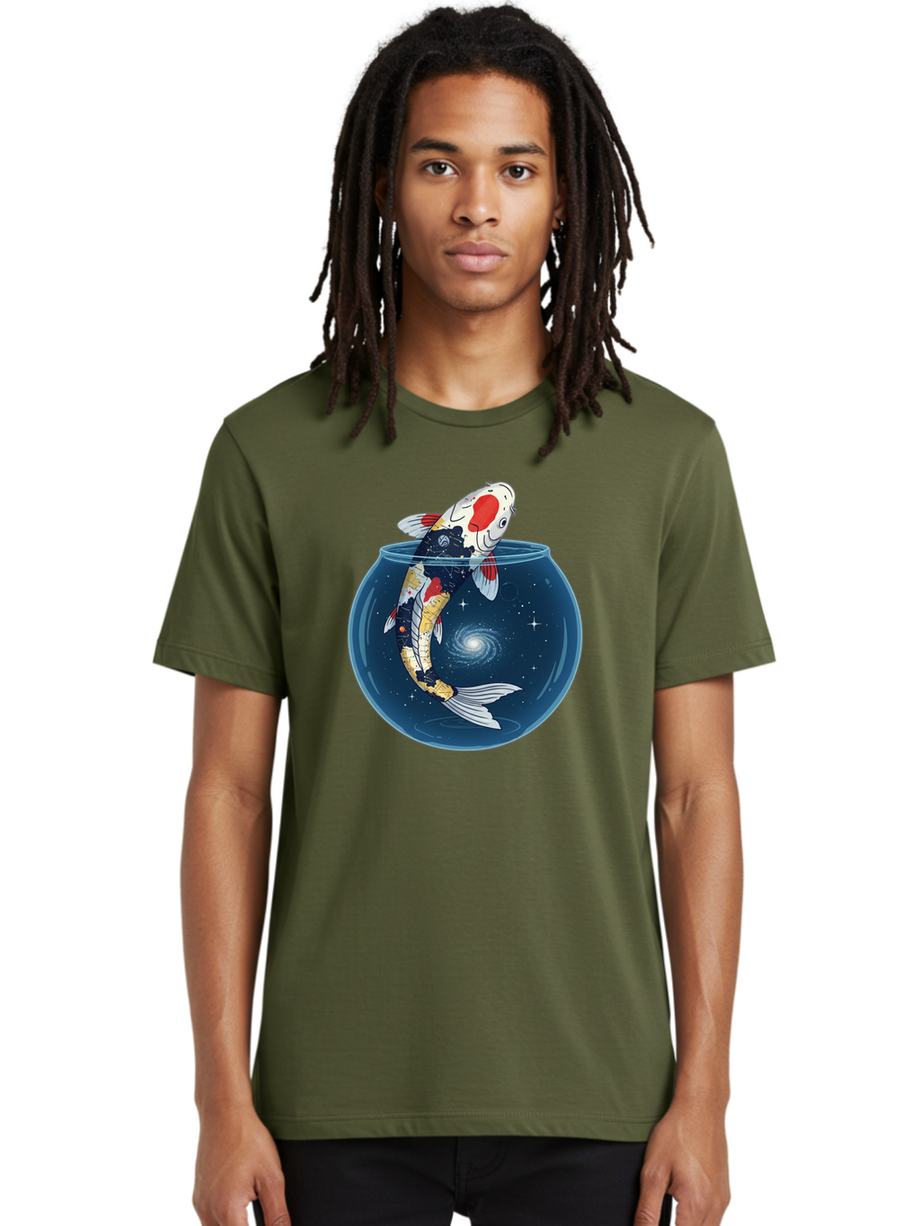 Koi-Fish-In-Galaxy-Bowl Men'S Graphic Tee, 100% Cotton, Comfortable Casual Summer Wear, Machine Washable, Vintage Camera, Old Camera, Antique Camera, Black Camera, Classic Photography, Photography Equipment, Nostalgic Device, Film Camera, Bak794