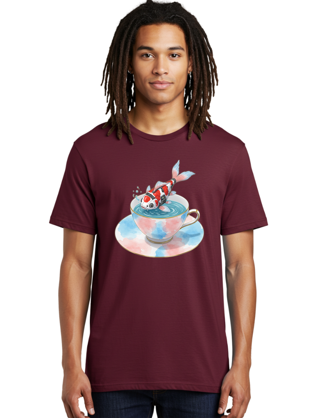Koi-Fish-In-Teacup Men'S Graphic Tee, 100% Cotton, Comfortable Casual Summer Wear, Machine Washable, Vintage Camera, Old Camera, Antique Camera, Black Camera, Classic Photography, Photography Equipment, Nostalgic Device, Film Camera, Bak795