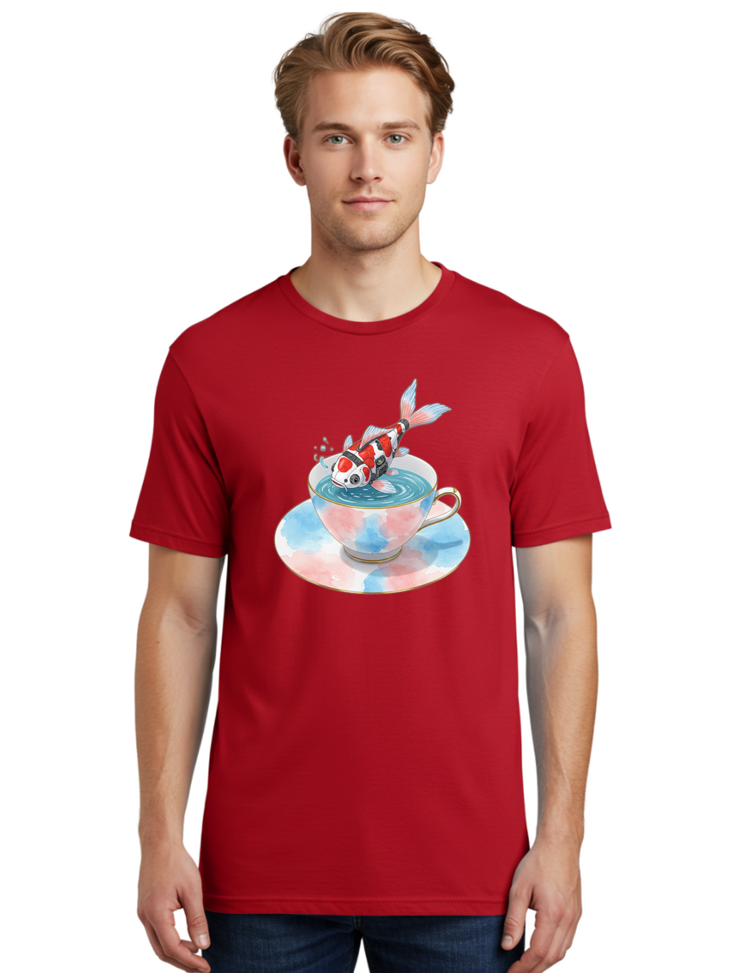 Koi-Fish-In-Teacup Men'S Graphic Tee, 100% Cotton, Comfortable Casual Summer Wear, Machine Washable, Vintage Camera, Old Camera, Antique Camera, Black Camera, Classic Photography, Photography Equipment, Nostalgic Device, Film Camera, Bak795