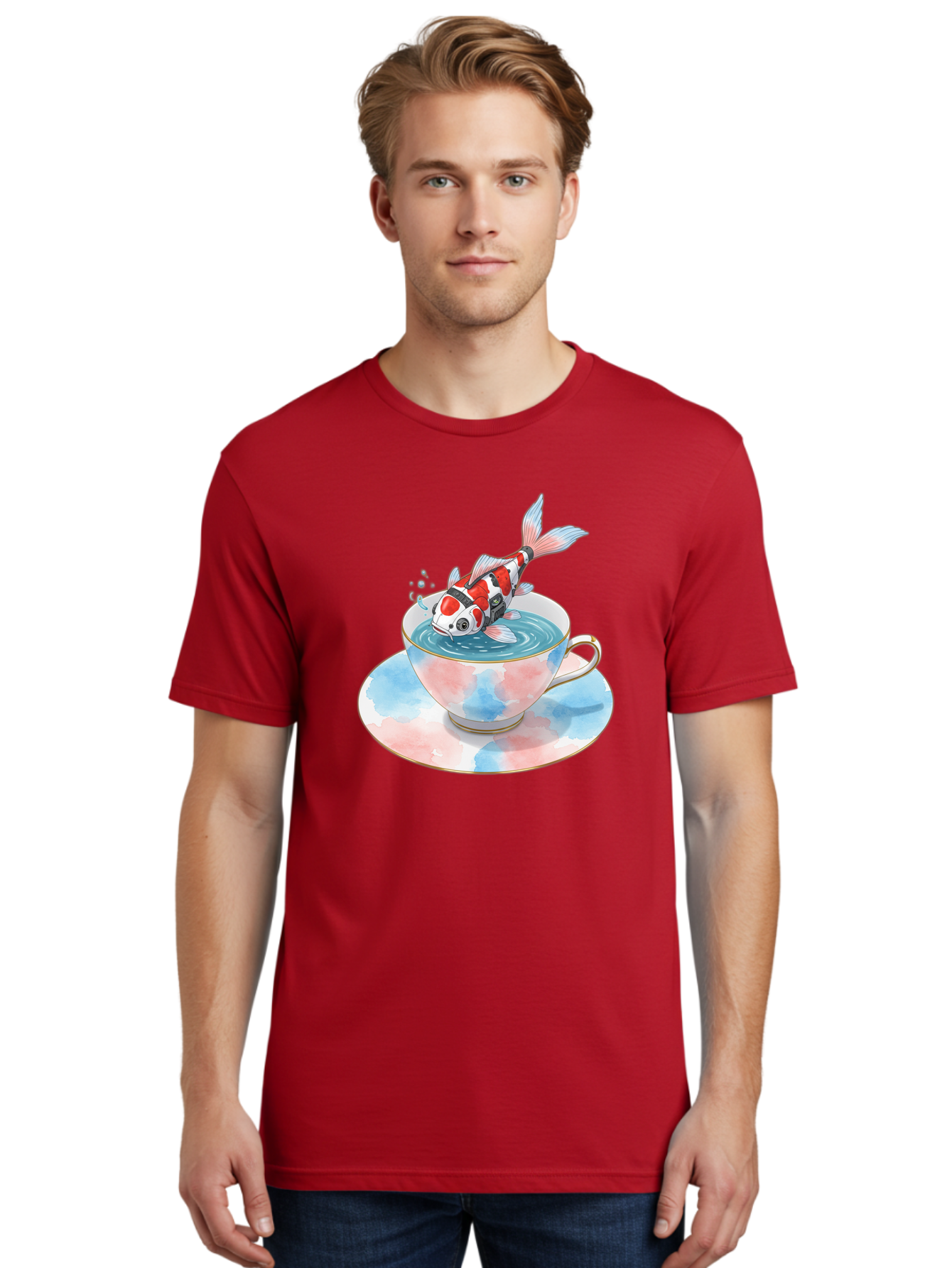 Koi-Fish-In-Teacup Men'S Graphic Tee, 100% Cotton, Comfortable Casual Summer Wear, Machine Washable, Vintage Camera, Old Camera, Antique Camera, Black Camera, Classic Photography, Photography Equipment, Nostalgic Device, Film Camera, Bak795