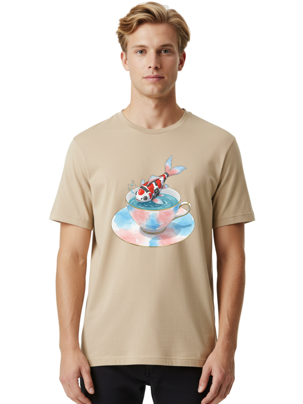 Koi-Fish-In-Teacup Men'S Graphic Tee, 100% Cotton, Comfortable Casual Summer Wear, Machine Washable, Vintage Camera, Old Camera, Antique Camera, Black Camera, Classic Photography, Photography Equipment, Nostalgic Device, Film Camera, Bak795