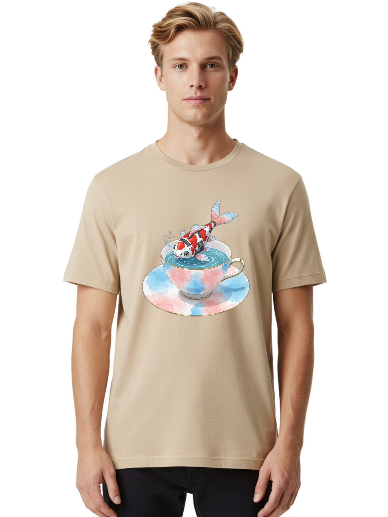 Koi-Fish-In-Teacup Men'S Graphic Tee, 100% Cotton, Comfortable Casual Summer Wear, Machine Washable, Vintage Camera, Old Camera, Antique Camera, Black Camera, Classic Photography, Photography Equipment, Nostalgic Device, Film Camera, Bak795