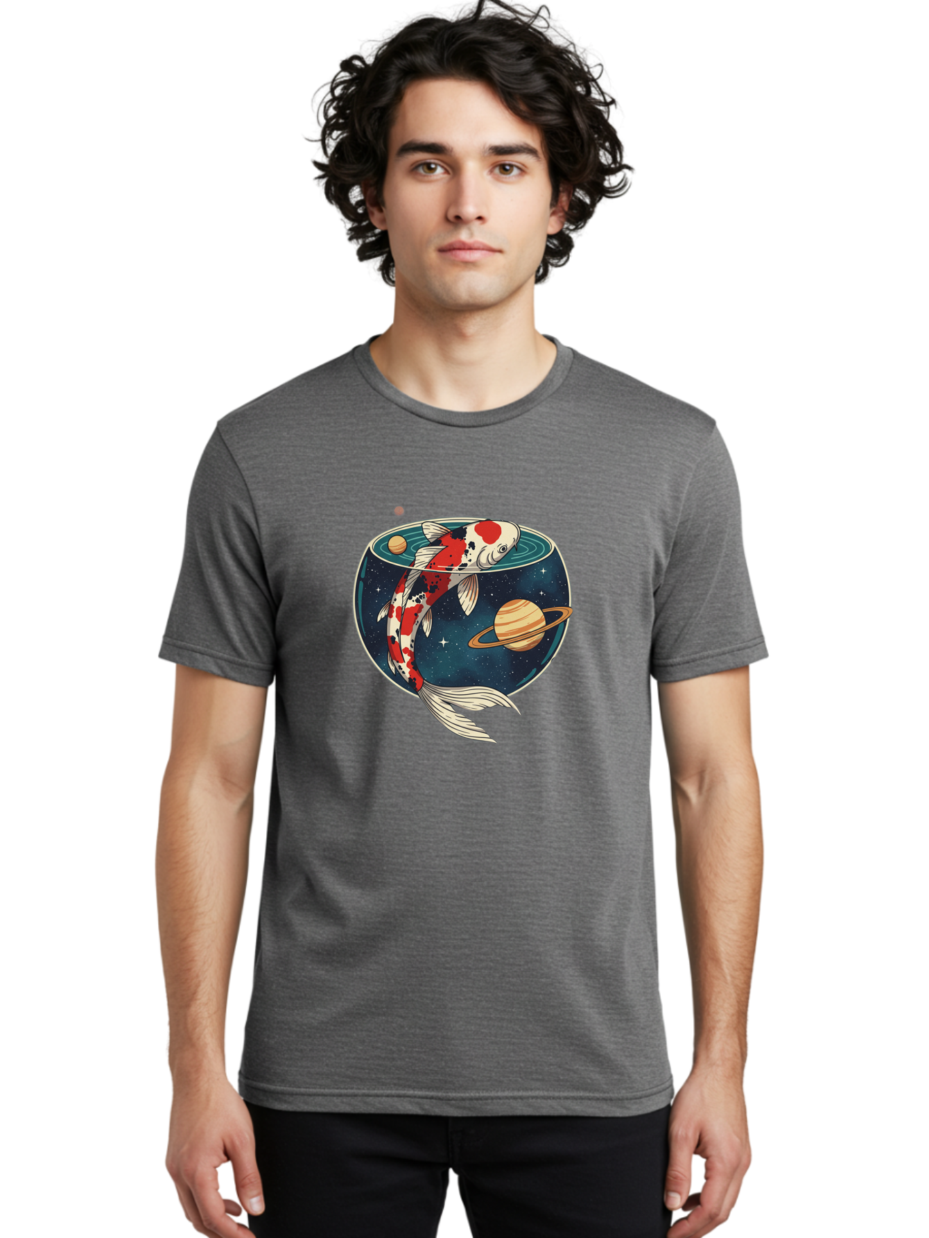 Koi-Fish-Space Men'S Graphic Tee, 100% Cotton, Comfortable Casual Summer Wear, Machine Washable, Vintage Camera, Old Camera, Antique Camera, Black Camera, Classic Photography, Photography Equipment, Nostalgic Device, Film Camera, Camera Art Bak797