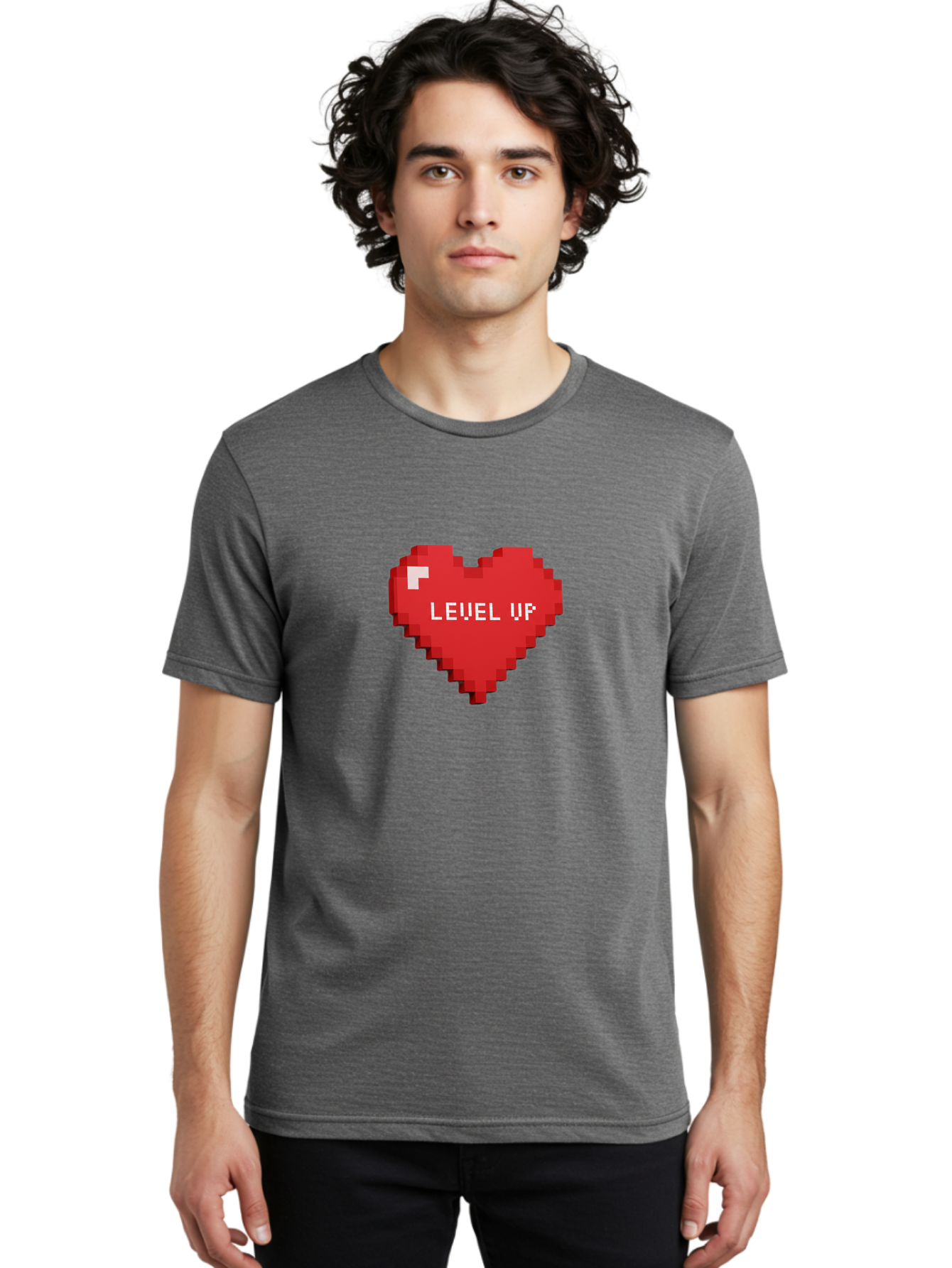 Level-Up-Heart-1 Men'S Graphic Tee, 100% Cotton, Comfortable Casual Summer Wear, Machine Washable, Vintage Camera, Old Camera, Antique Camera, Black Camera, Classic Photography, Photography Equipment, Nostalgic Device, Film Camera, Camera Art Bak816
