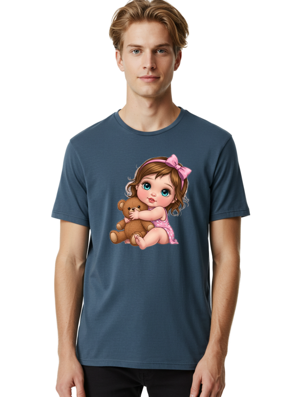 Little-Girl-Hugging-Teddy-Bear Men'S Graphic Tee, 100% Cotton, Comfortable Casual Summer Wear, Machine Washable, Vintage Camera, Old Camera, Antique Camera, Black Camera, Classic Photography, Photography Equipment, Nostalgic Device, Bak821