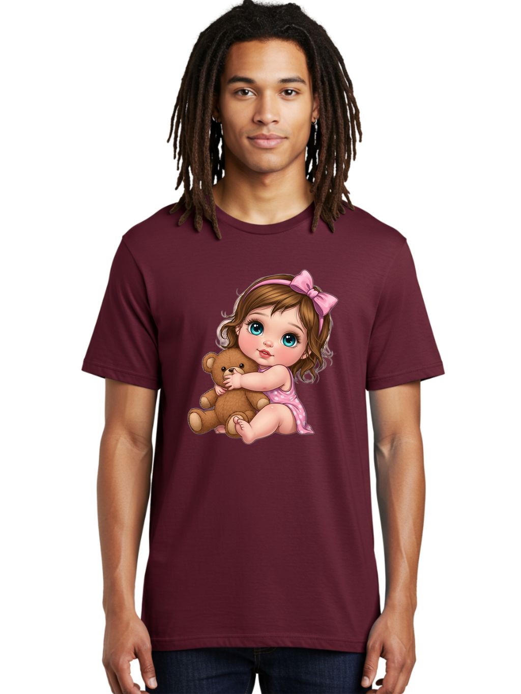 Little-Girl-Hugging-Teddy-Bear Men'S Graphic Tee, 100% Cotton, Comfortable Casual Summer Wear, Machine Washable, Vintage Camera, Old Camera, Antique Camera, Black Camera, Classic Photography, Photography Equipment, Nostalgic Device, Bak821