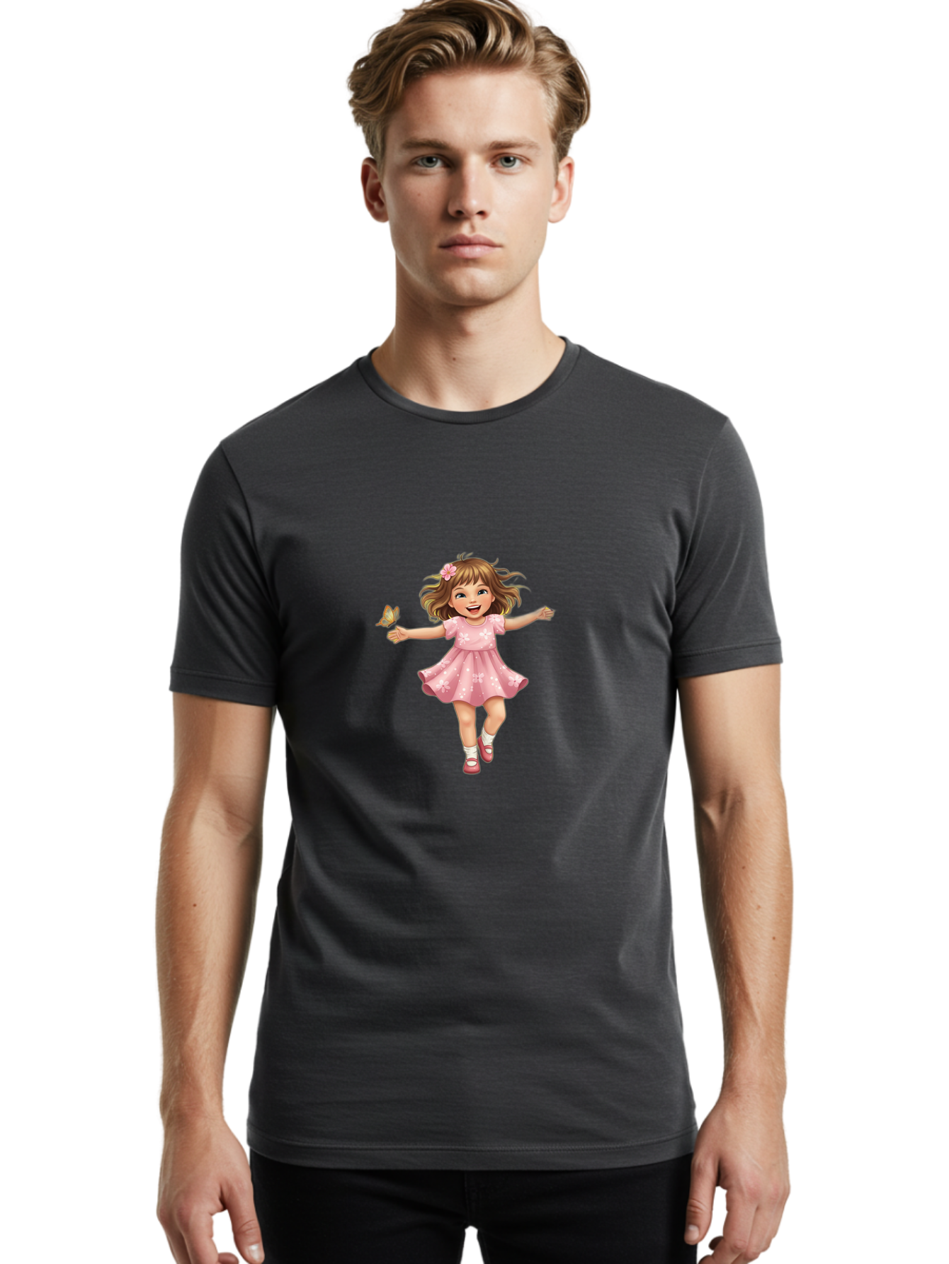 Little-Girl-With-Butterfly Men'S Graphic Tee, 100% Cotton, Comfortable Casual Summer Wear, Machine Washable, Vintage Camera, Old Camera, Antique Camera, Black Camera, Classic Photography, Photography Equipment, Nostalgic Device, Film Camera, Bak824