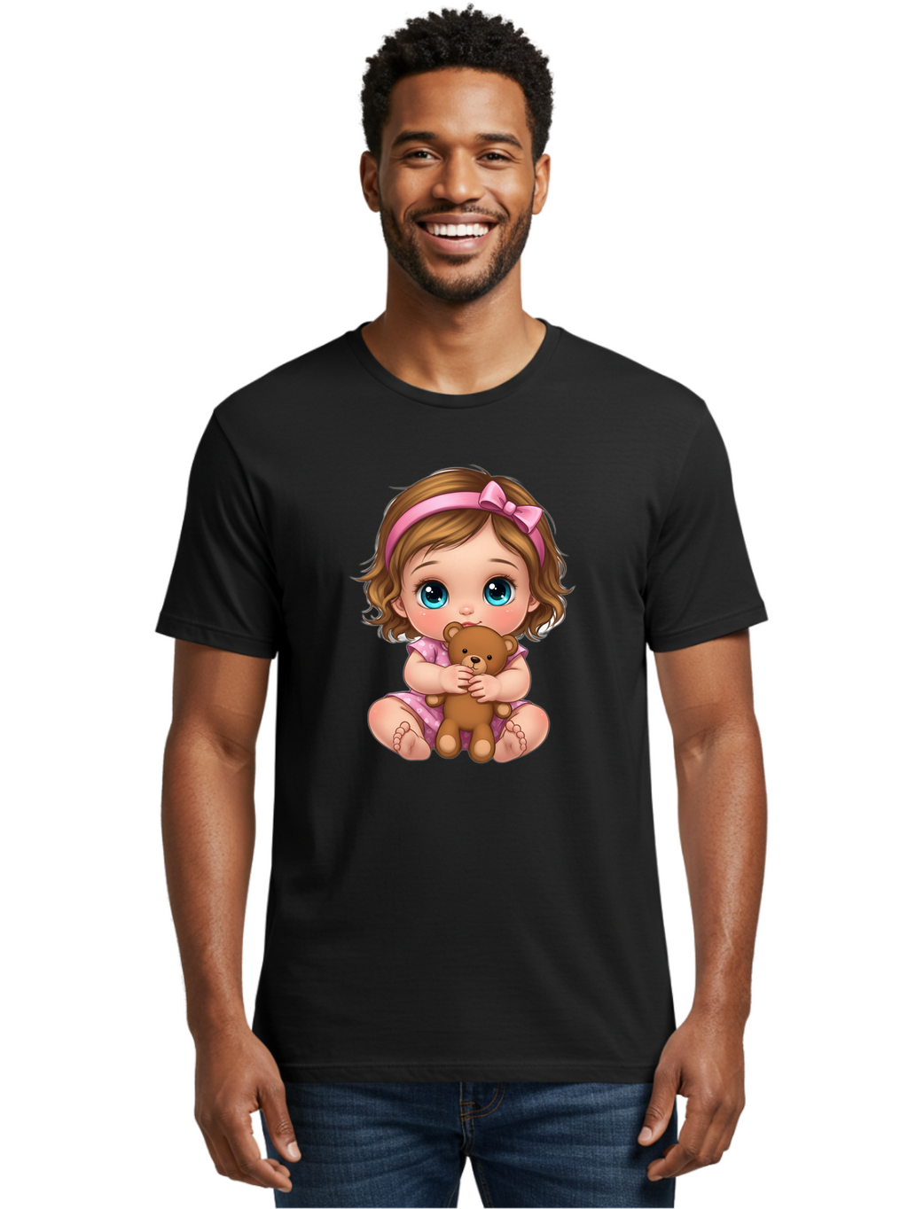 Little-Girl-With-Teddy Men'S Graphic Tee, 100% Cotton, Comfortable Casual Summer Wear, Machine Washable, Vintage Camera, Old Camera, Antique Camera, Black Camera, Classic Photography, Photography Equipment, Nostalgic Device, Film Camera, Bak827