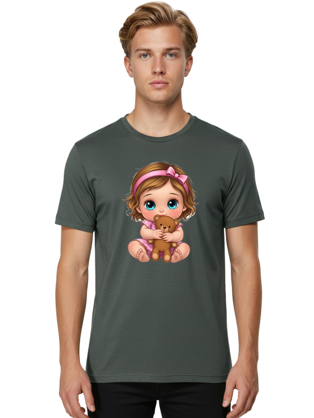 Little-Girl-With-Teddy Men'S Graphic Tee, 100% Cotton, Comfortable Casual Summer Wear, Machine Washable, Vintage Camera, Old Camera, Antique Camera, Black Camera, Classic Photography, Photography Equipment, Nostalgic Device, Film Camera, Bak827
