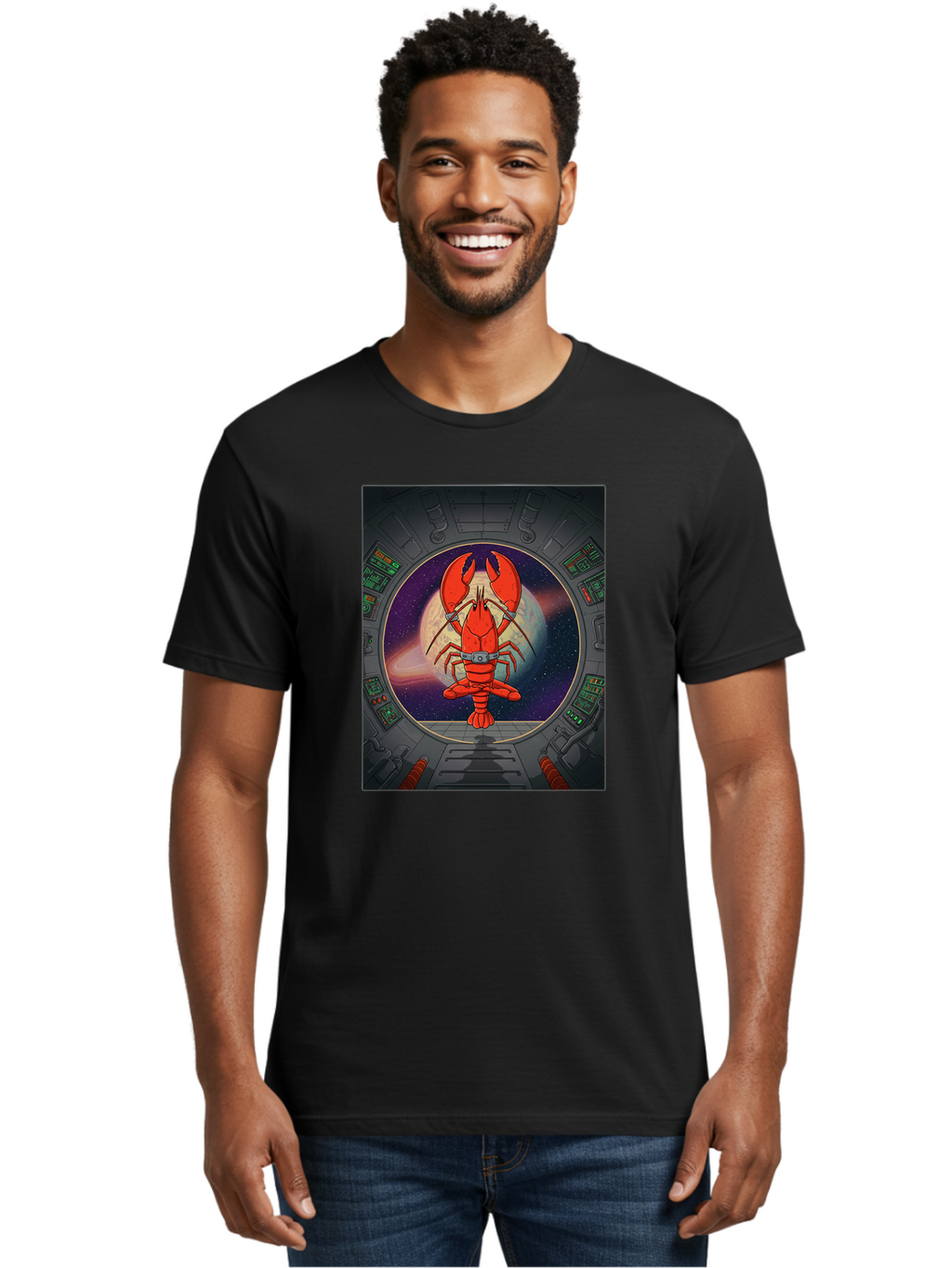 Lobster-In-Space Men'S Graphic Tee, 100% Cotton, Comfortable Casual Summer Wear, Machine Washable, Vintage Camera, Old Camera, Antique Camera, Black Camera, Classic Photography, Photography Equipment, Nostalgic Device, Film Camera, Camera Art Bak832