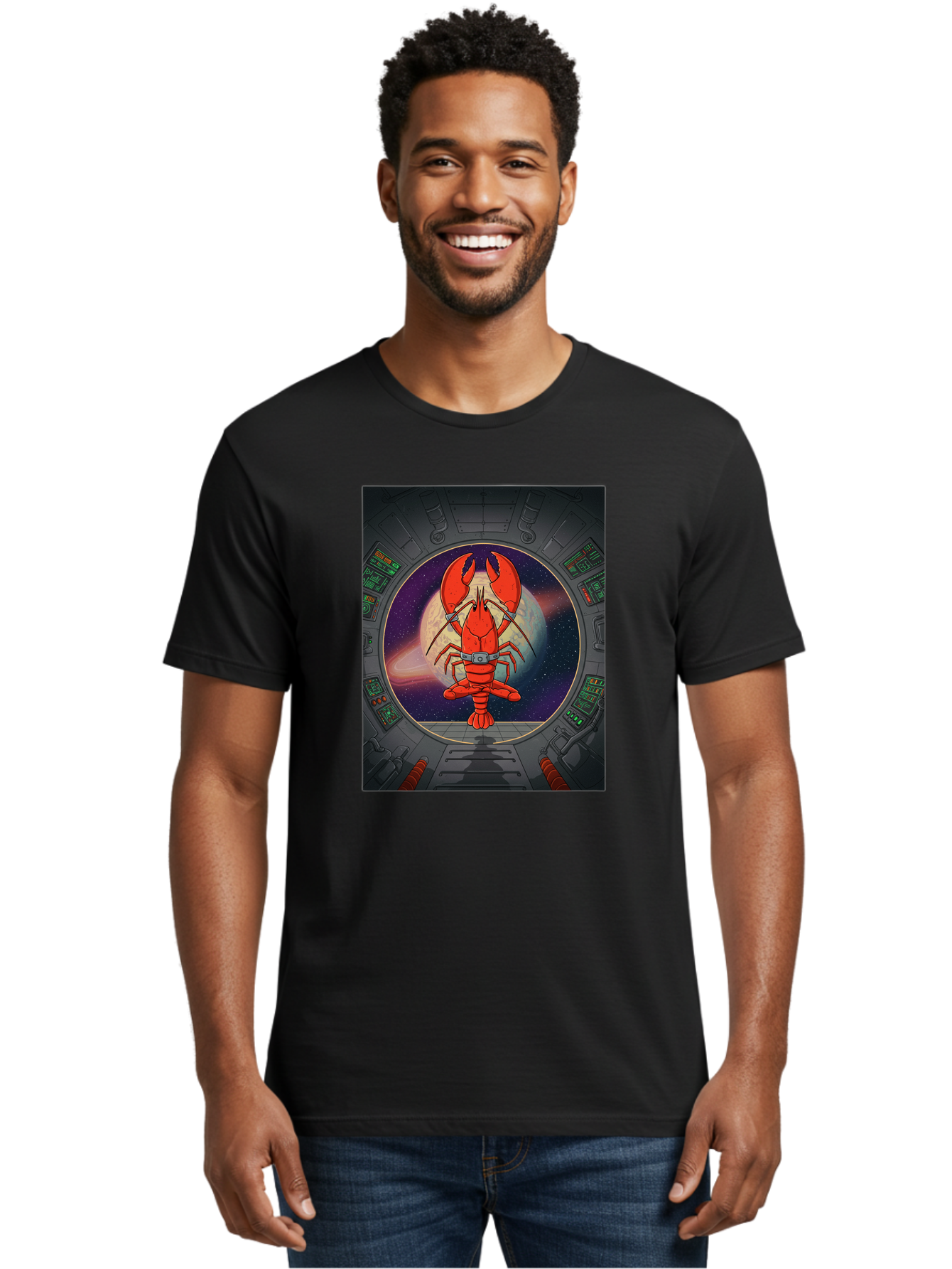 Lobster-In-Space Men'S Graphic Tee, 100% Cotton, Comfortable Casual Summer Wear, Machine Washable, Vintage Camera, Old Camera, Antique Camera, Black Camera, Classic Photography, Photography Equipment, Nostalgic Device, Film Camera, Camera Art Bak832