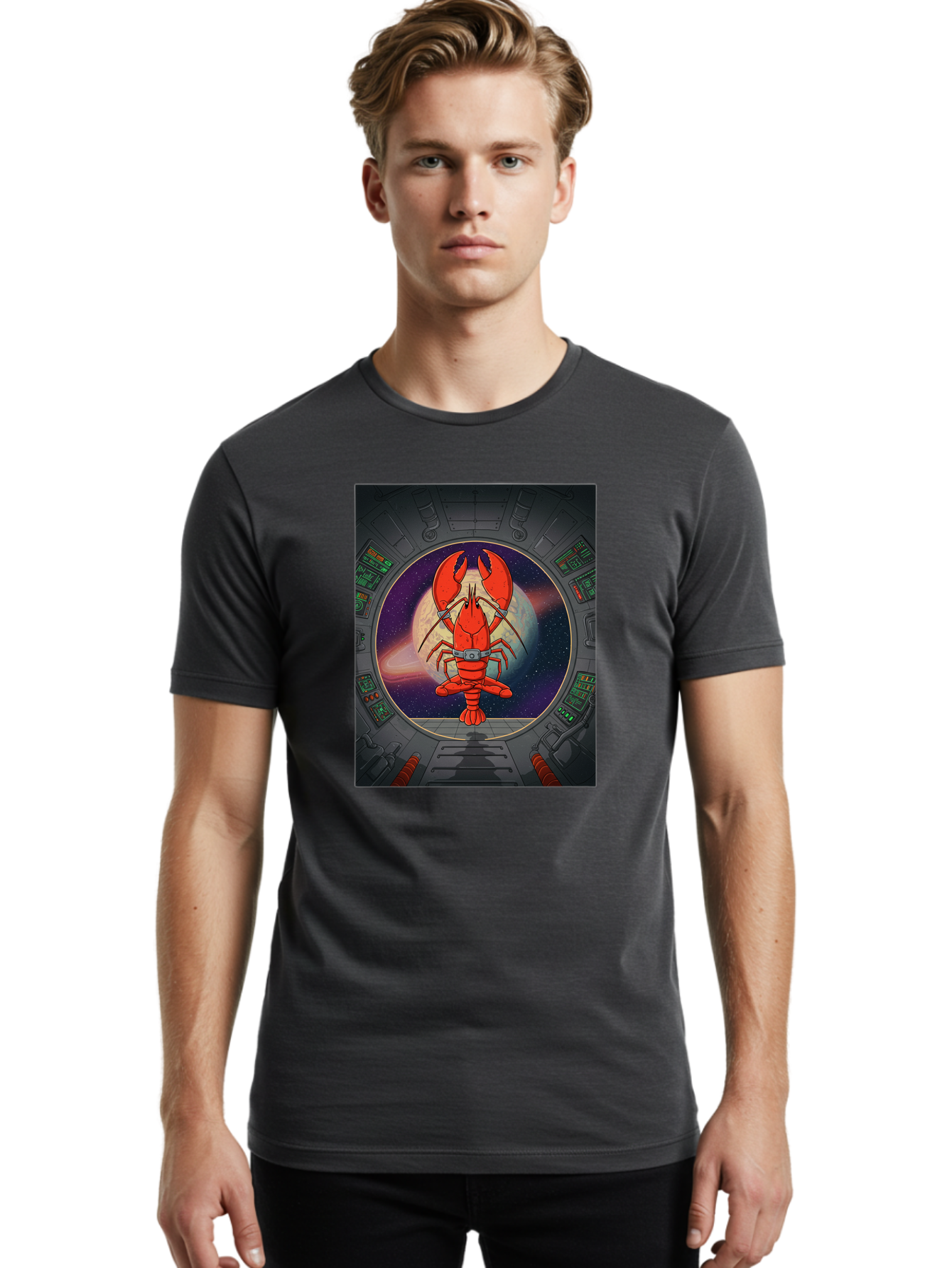 Lobster-In-Space Men'S Graphic Tee, 100% Cotton, Comfortable Casual Summer Wear, Machine Washable, Vintage Camera, Old Camera, Antique Camera, Black Camera, Classic Photography, Photography Equipment, Nostalgic Device, Film Camera, Camera Art Bak832