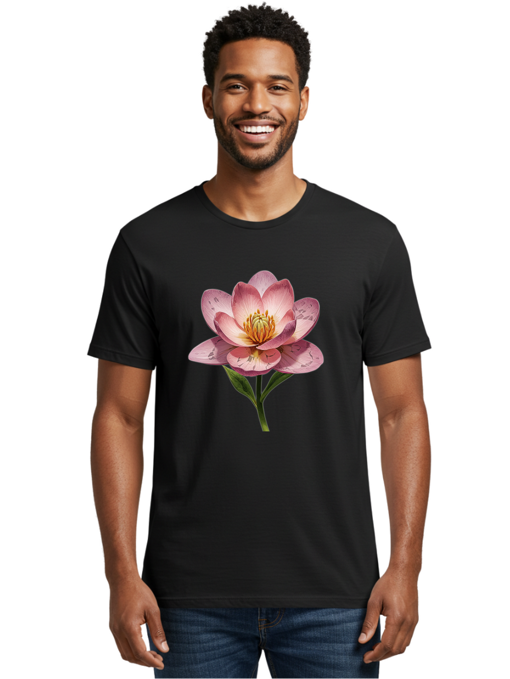 Lotus-Flower-2 Men'S Graphic Tee, 100% Cotton, Comfortable Casual Summer Wear, Machine Washable, Vintage Camera, Old Camera, Antique Camera, Black Camera, Classic Photography, Photography Equipment, Nostalgic Device, Film Camera, Camera Art Bak838