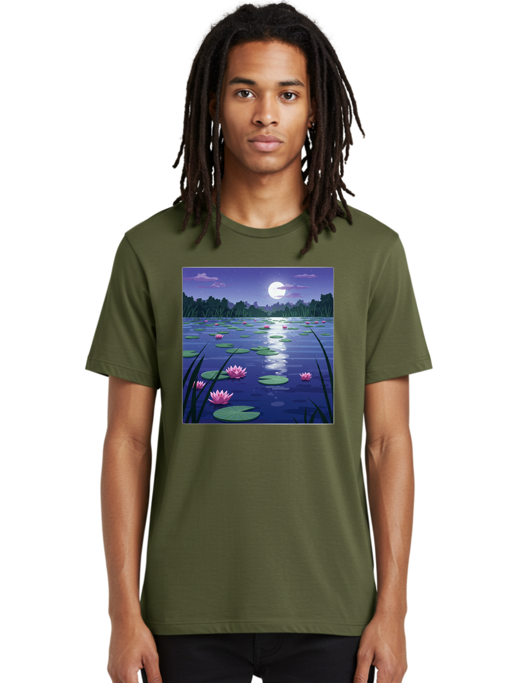 Lotus-Flowers-Under-Moonlight Men'S Graphic Tee, 100% Cotton, Comfortable Casual Summer Wear, Machine Washable, Vintage Camera, Old Camera, Antique Camera, Black Camera, Classic Photography, Photography Equipment, Nostalgic Device, Bak842
