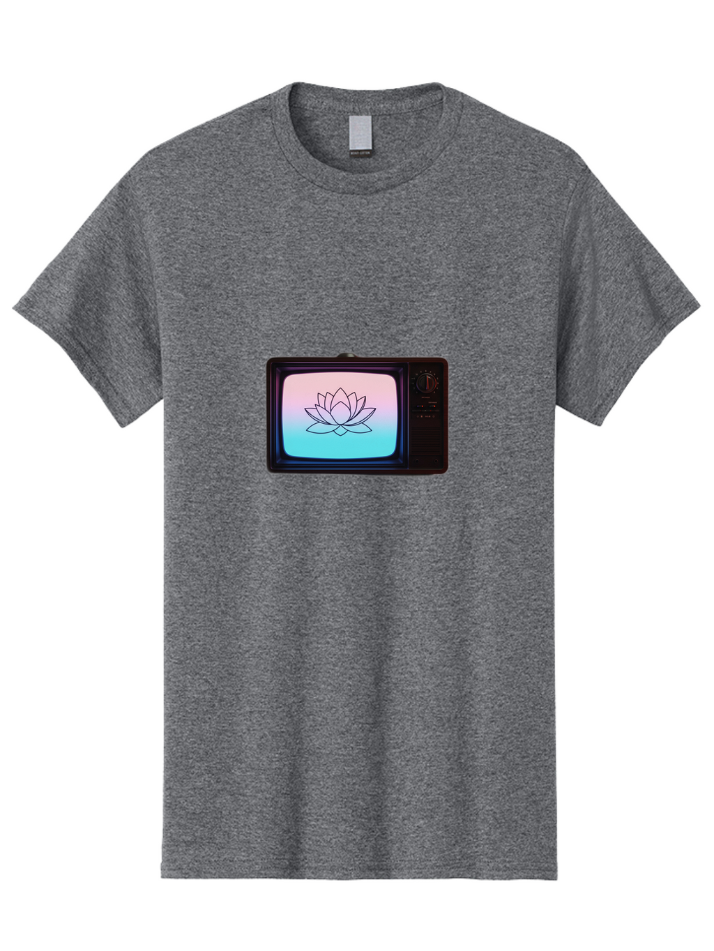 Lotus-On-Retro-Tv Men'S Graphic Tee, 100% Cotton, Comfortable Casual Summer Wear, Machine Washable, Vintage Camera, Old Camera, Antique Camera, Black Camera, Classic Photography, Photography Equipment, Nostalgic Device, Film Camera, Camera Art Bak844