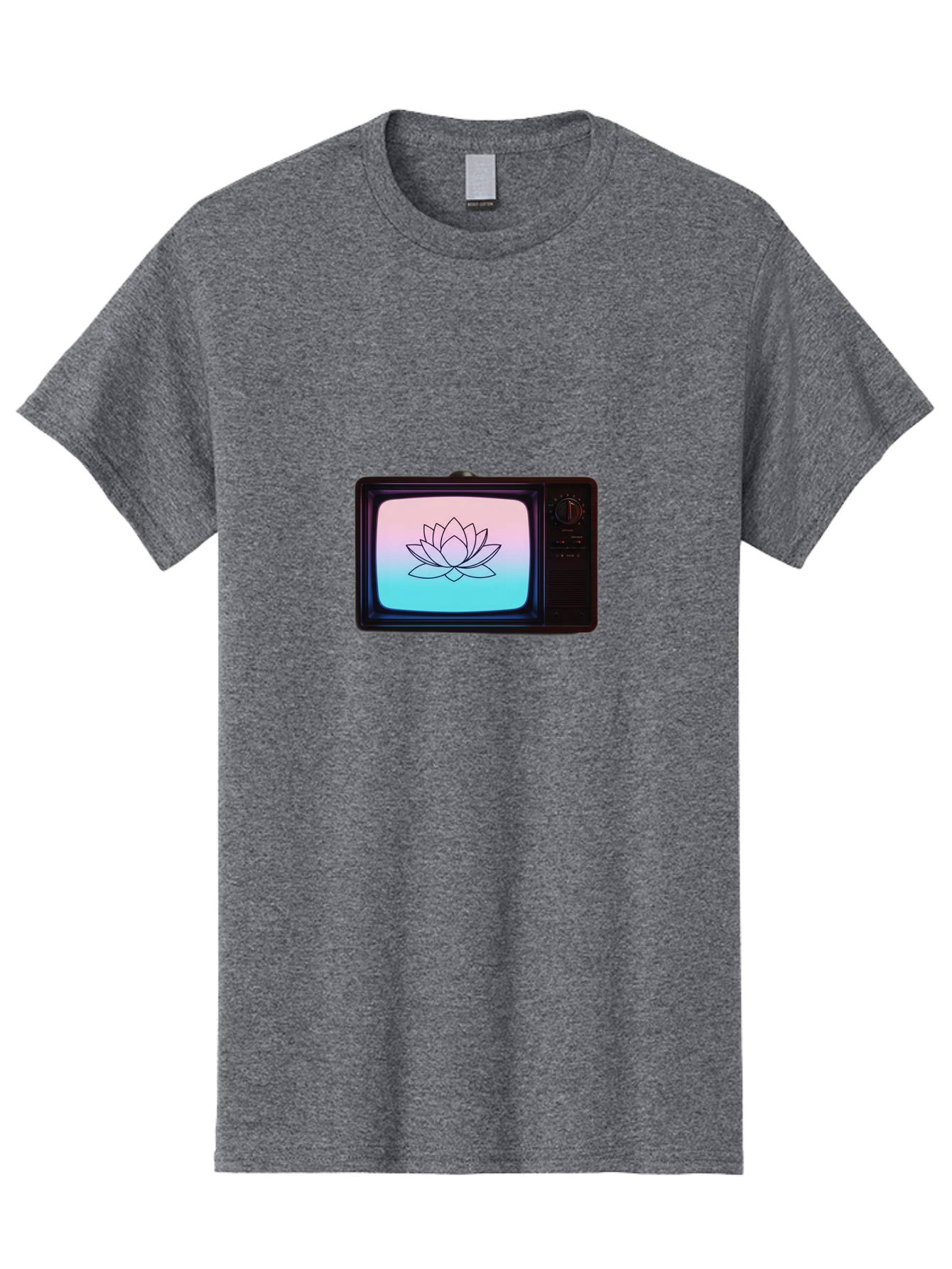 Lotus-On-Retro-Tv Men'S Graphic Tee, 100% Cotton, Comfortable Casual Summer Wear, Machine Washable, Vintage Camera, Old Camera, Antique Camera, Black Camera, Classic Photography, Photography Equipment, Nostalgic Device, Film Camera, Camera Art Bak844