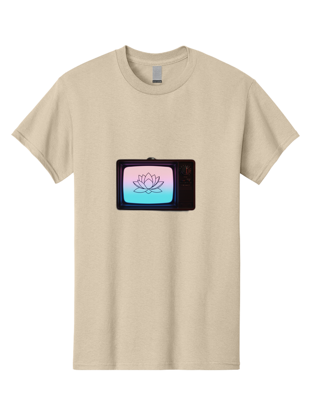 Lotus-On-Retro-Tv Men'S Graphic Tee, 100% Cotton, Comfortable Casual Summer Wear, Machine Washable, Vintage Camera, Old Camera, Antique Camera, Black Camera, Classic Photography, Photography Equipment, Nostalgic Device, Film Camera, Camera Art Bak844
