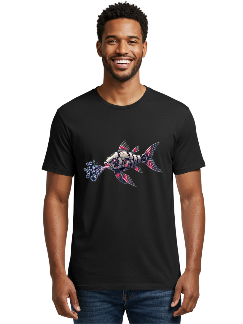 Mechanical-Fish-1 Men'S Graphic Tee, 100% Cotton, Comfortable Casual Summer Wear, Machine Washable, Vintage Camera, Old Camera, Antique Camera, Black Camera, Classic Photography, Photography Equipment, Nostalgic Device, Film Camera, Camera Art Bak856