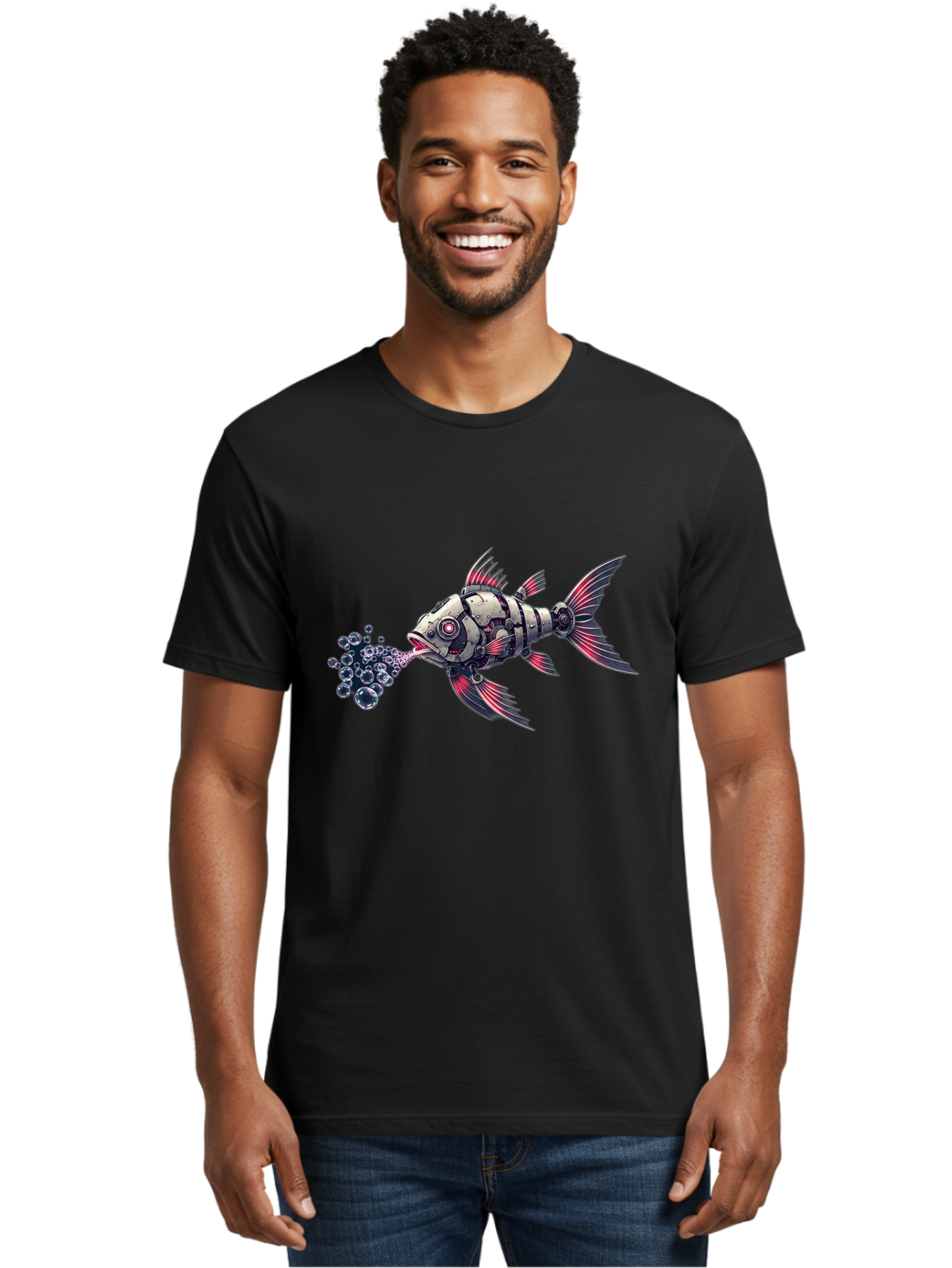 Mechanical-Fish-1 Men'S Graphic Tee, 100% Cotton, Comfortable Casual Summer Wear, Machine Washable, Vintage Camera, Old Camera, Antique Camera, Black Camera, Classic Photography, Photography Equipment, Nostalgic Device, Film Camera, Camera Art Bak856
