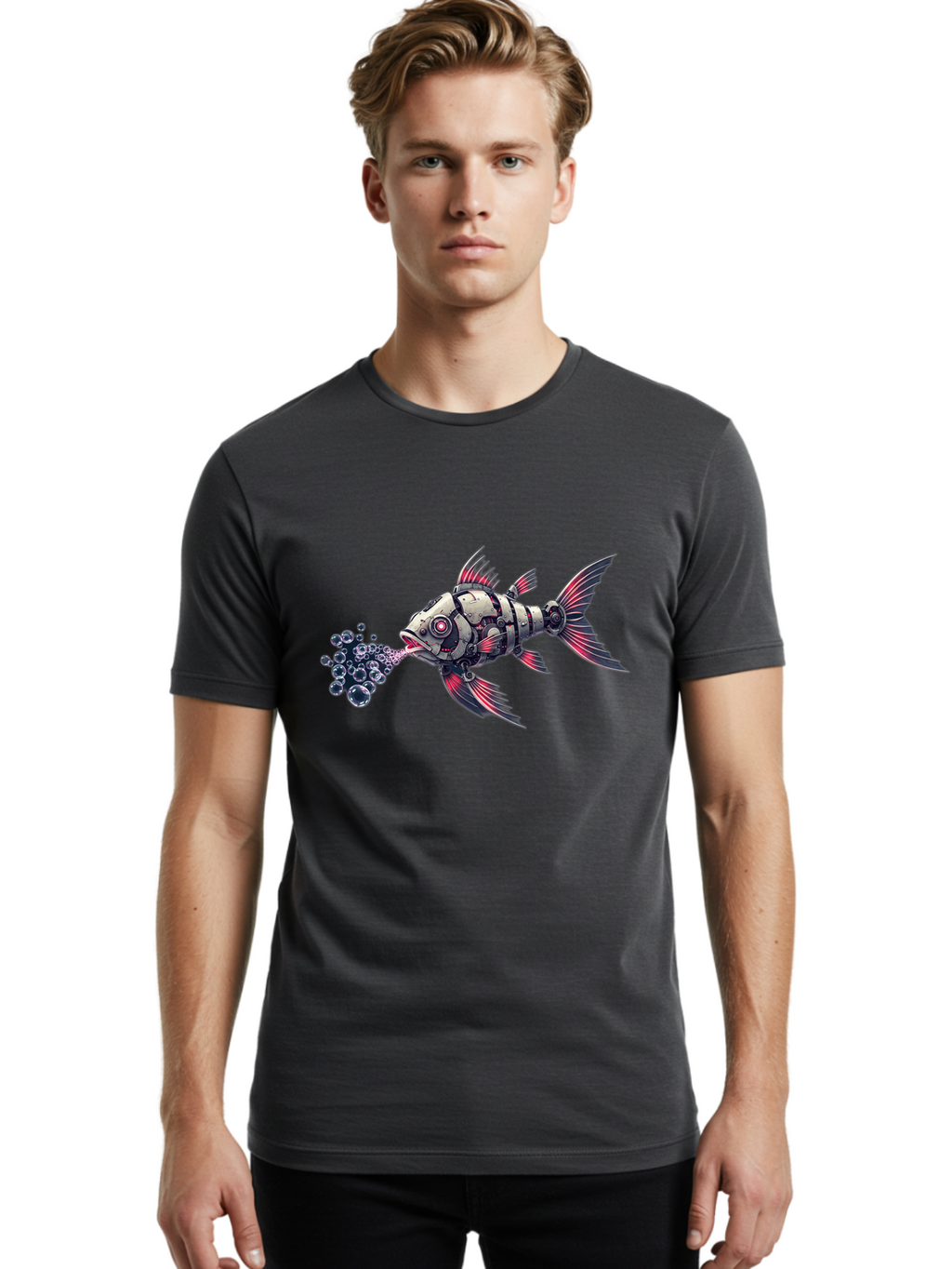 Mechanical-Fish-1 Men'S Graphic Tee, 100% Cotton, Comfortable Casual Summer Wear, Machine Washable, Vintage Camera, Old Camera, Antique Camera, Black Camera, Classic Photography, Photography Equipment, Nostalgic Device, Film Camera, Camera Art Bak856