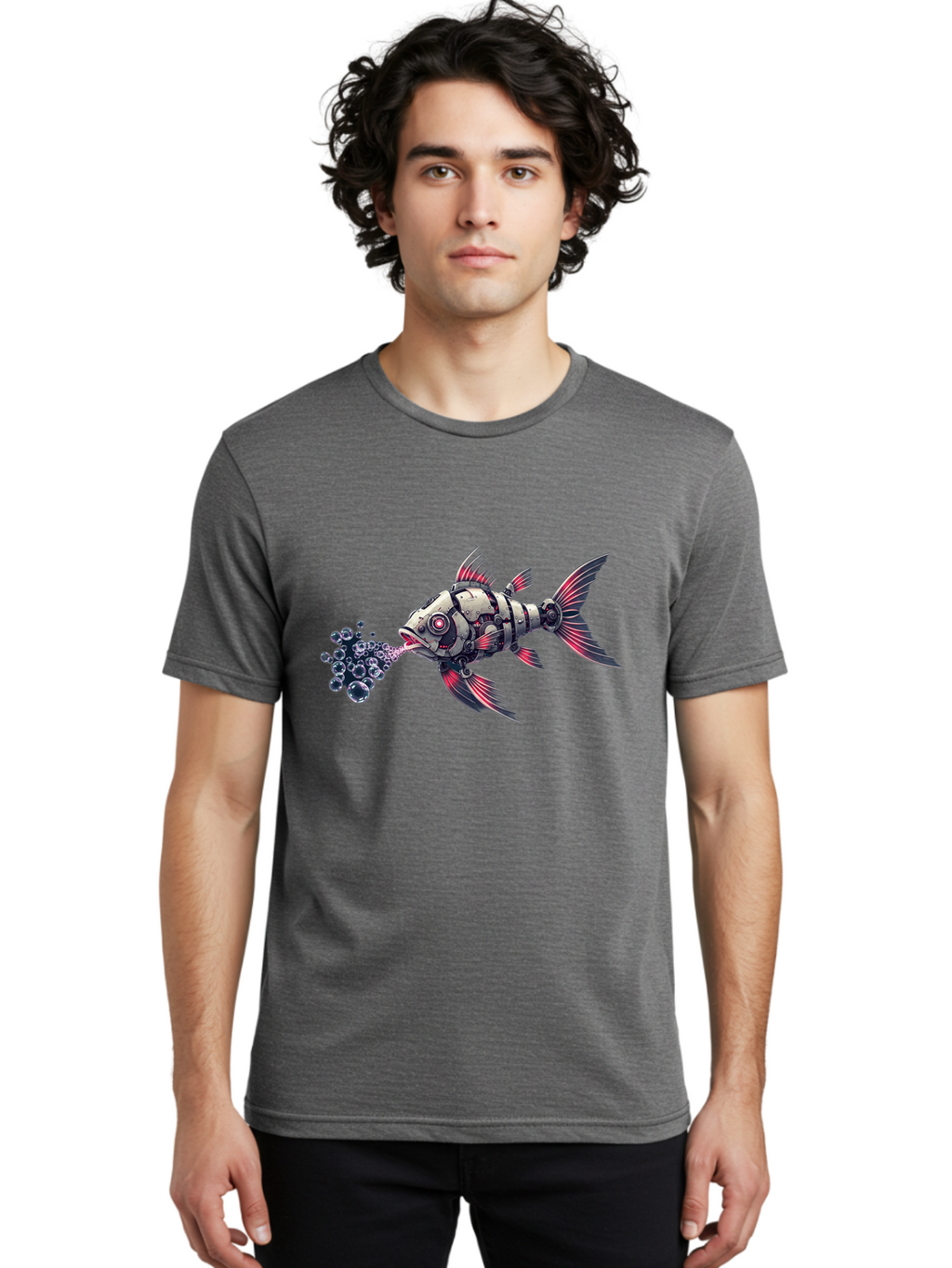 Mechanical-Fish-1 Men'S Graphic Tee, 100% Cotton, Comfortable Casual Summer Wear, Machine Washable, Vintage Camera, Old Camera, Antique Camera, Black Camera, Classic Photography, Photography Equipment, Nostalgic Device, Film Camera, Camera Art Bak856