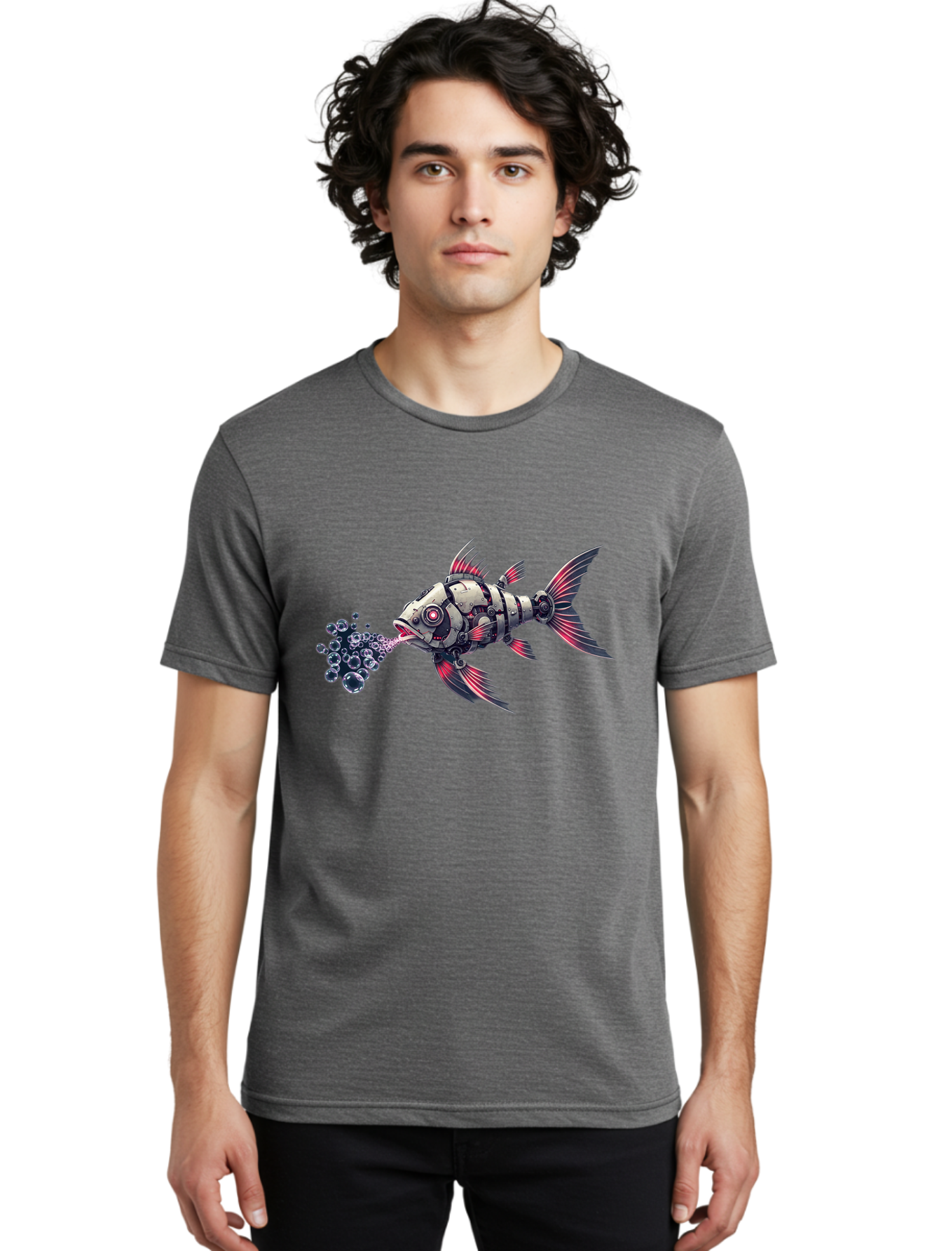 Mechanical-Fish-1 Men'S Graphic Tee, 100% Cotton, Comfortable Casual Summer Wear, Machine Washable, Vintage Camera, Old Camera, Antique Camera, Black Camera, Classic Photography, Photography Equipment, Nostalgic Device, Film Camera, Camera Art Bak856