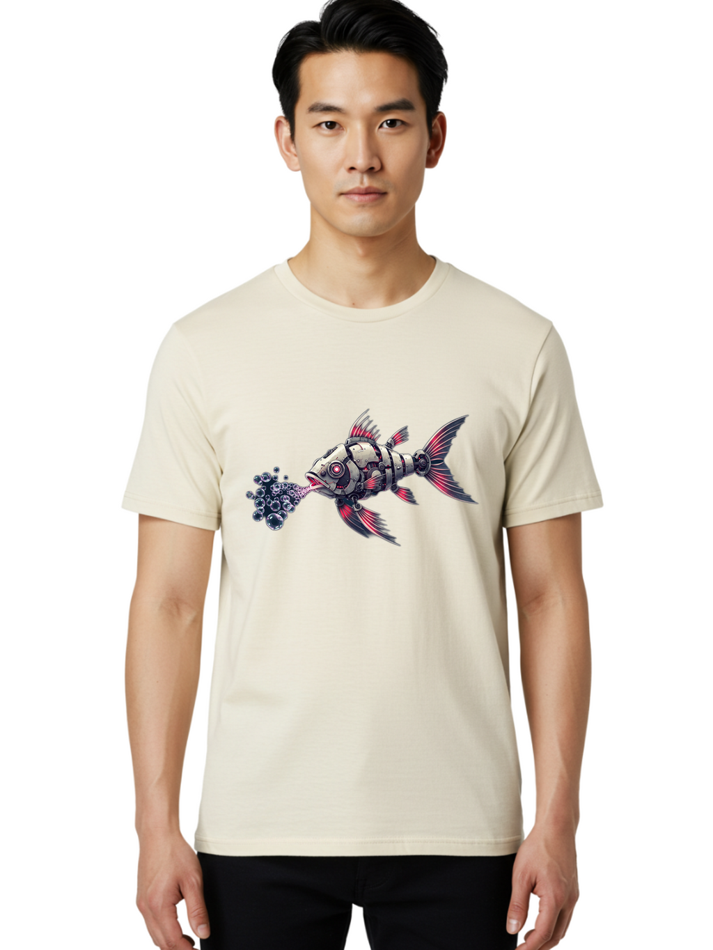 Mechanical-Fish-1 Men'S Graphic Tee, 100% Cotton, Comfortable Casual Summer Wear, Machine Washable, Vintage Camera, Old Camera, Antique Camera, Black Camera, Classic Photography, Photography Equipment, Nostalgic Device, Film Camera, Camera Art Bak856