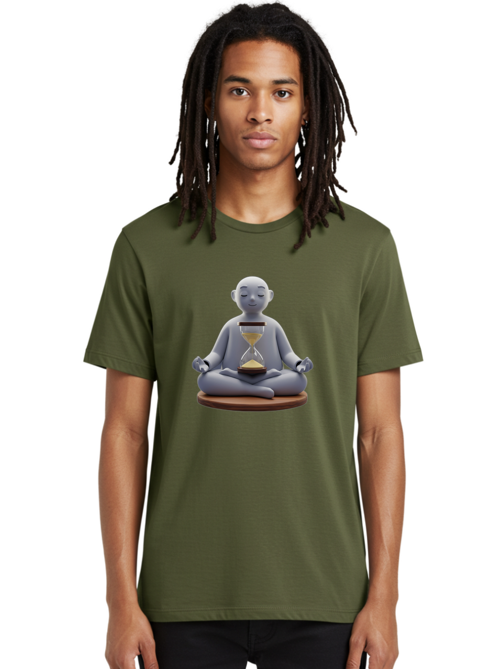 Meditating-Figure-With-Hourglass Men'S Graphic Tee, 100% Cotton, Comfortable Casual Summer Wear, Machine Washable, Vintage Camera, Old Camera, Antique Camera, Black Camera, Classic Photography, Photography Equipment, Nostalgic Device, Bak859
